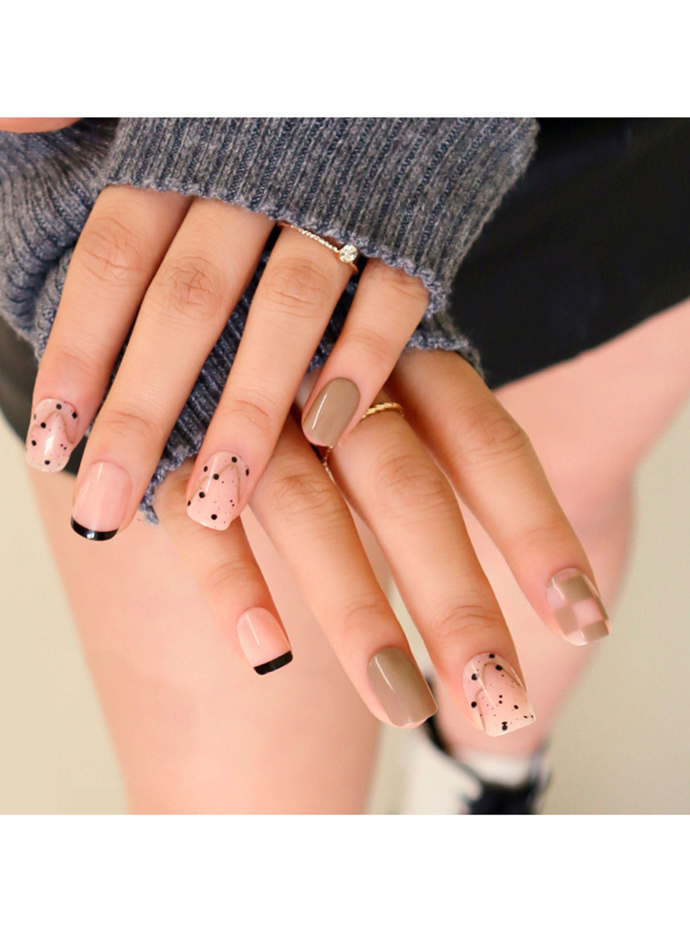 MUZMAK - Uñas Press On Egg Milktea Regular Square 36 U.-2