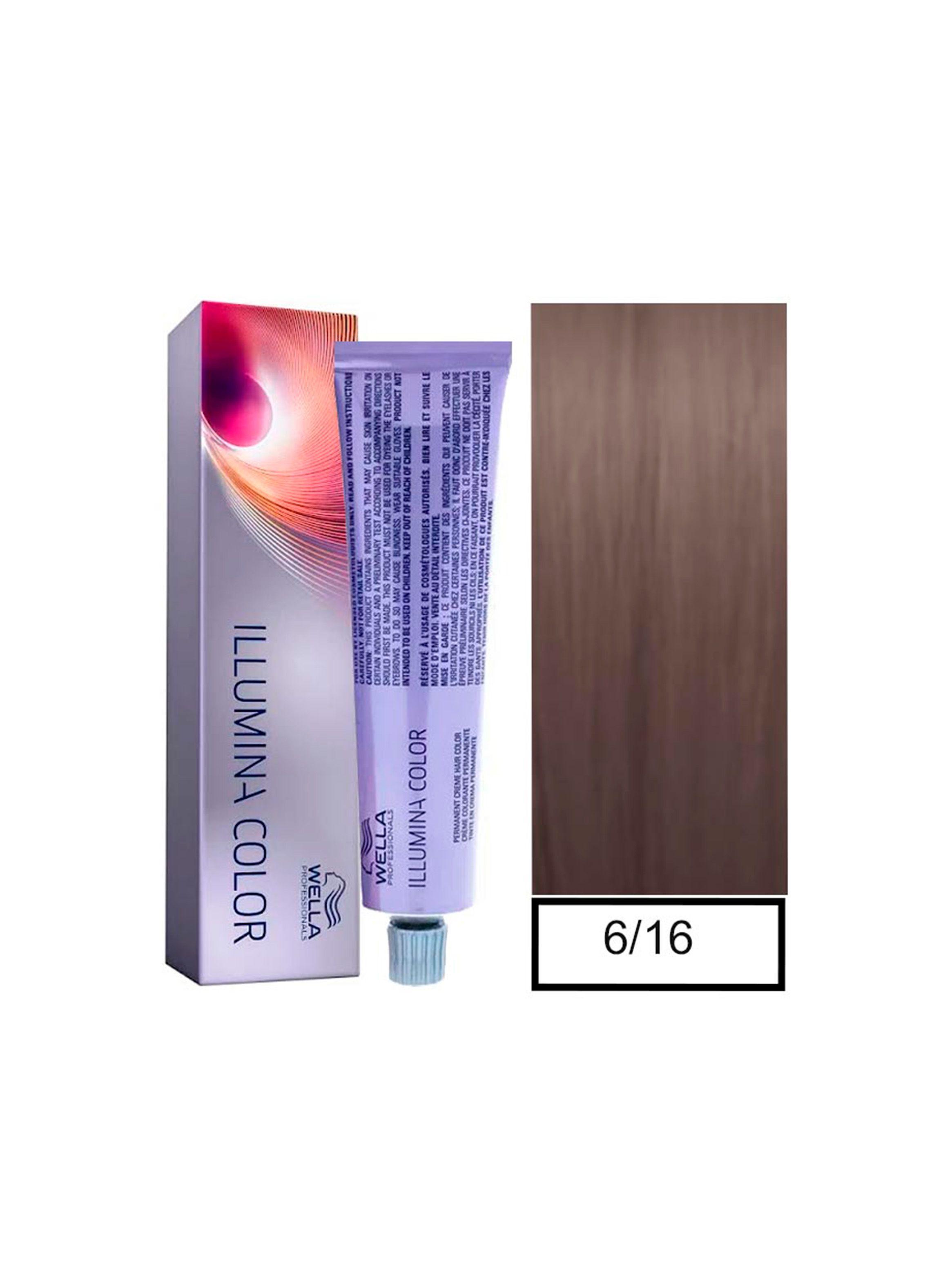 WELLA - Tintura permanente illumina color 6/16 Rubio Oscuro Ceniza Violeta 60 ml + Oxidante-0