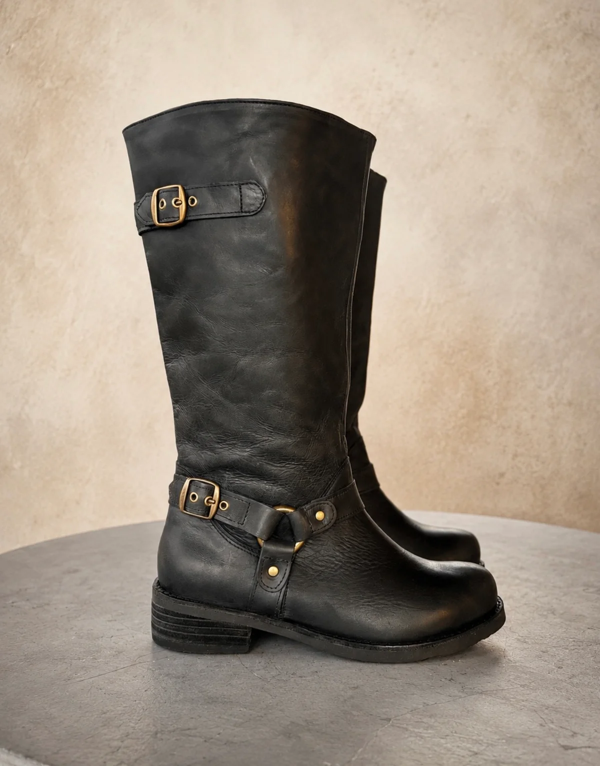Bota Leonor Cuero Negro y Chocolate-1