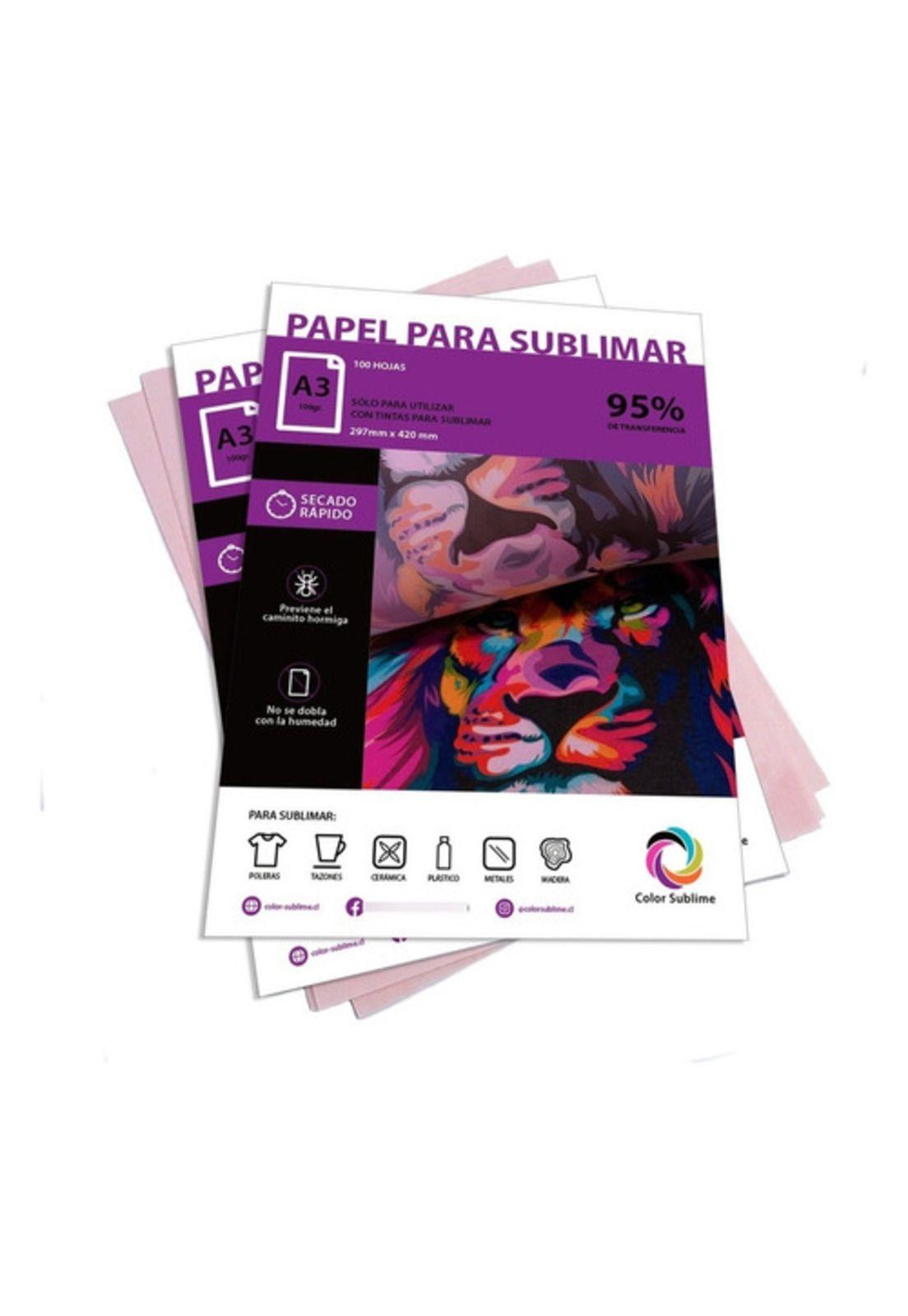 Papel Sublimacion Resma A3 Secado Rapido 100h 100gr P/ Epson-0