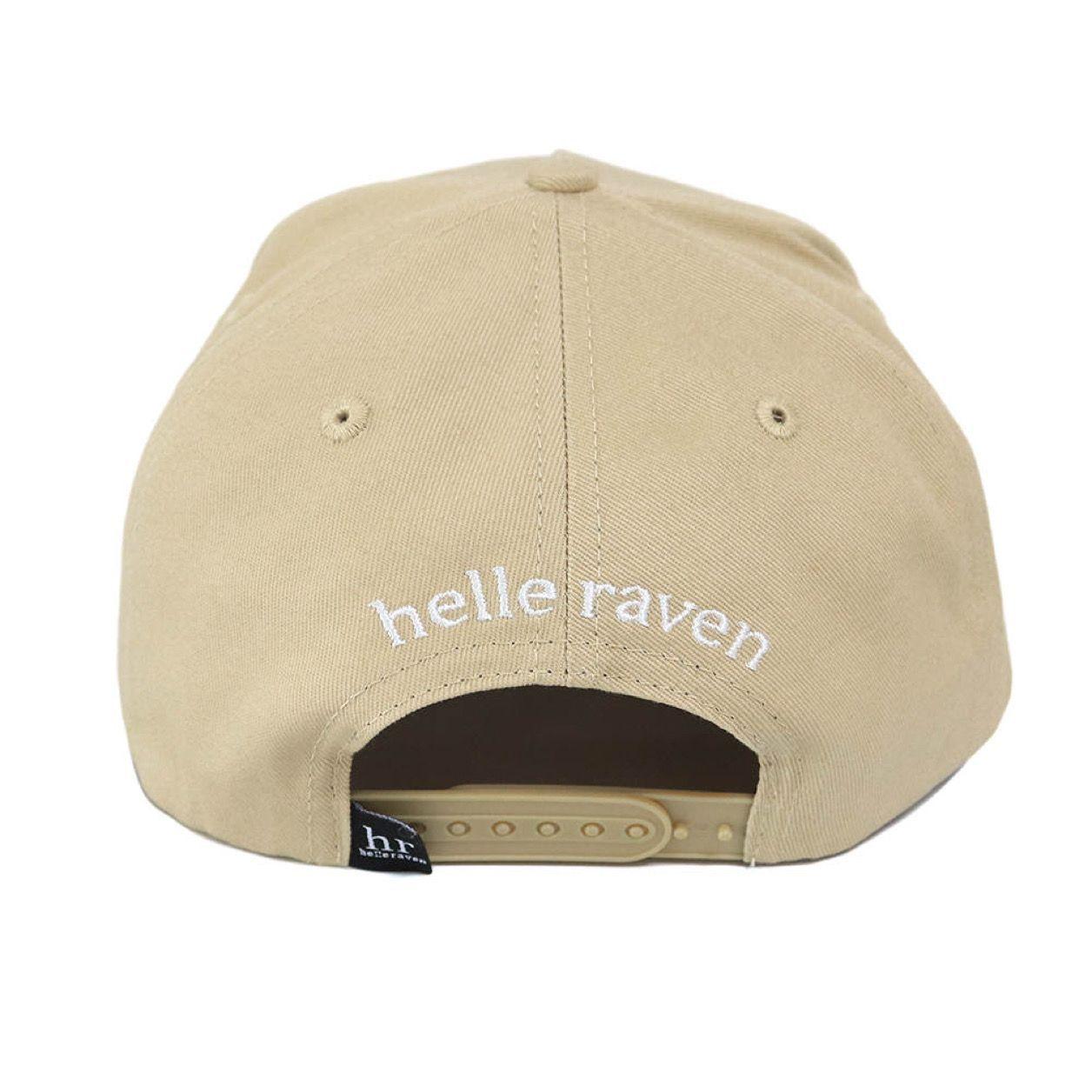 Gorro snapback marca helle raven hr visera curva color beige ajustable-2