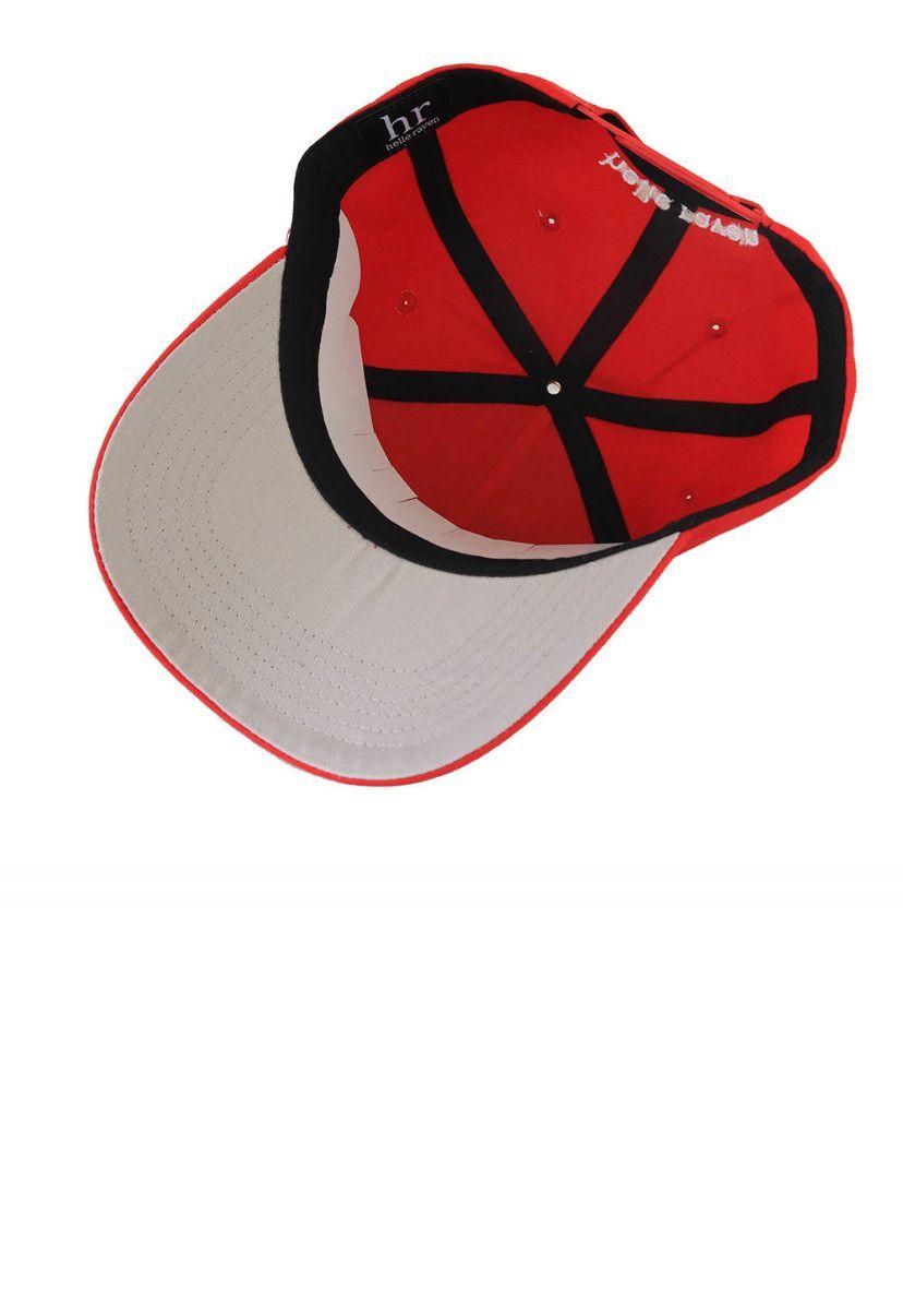 Gorro snapback marca helle raven hr visera curva color rojo ajustable-2