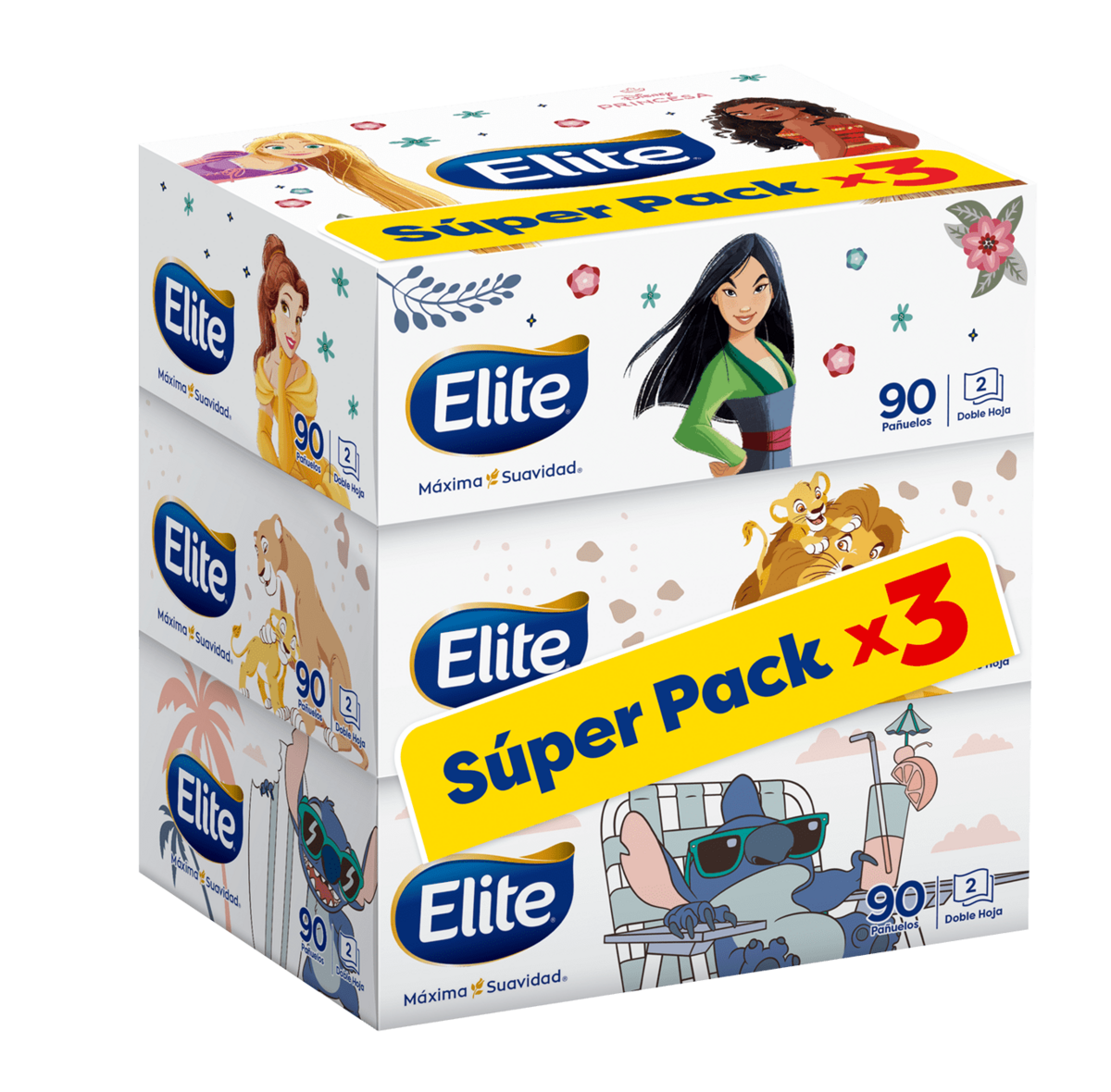 Pañuelos Faciales Elite Disney 3 cajas 90 Un-1