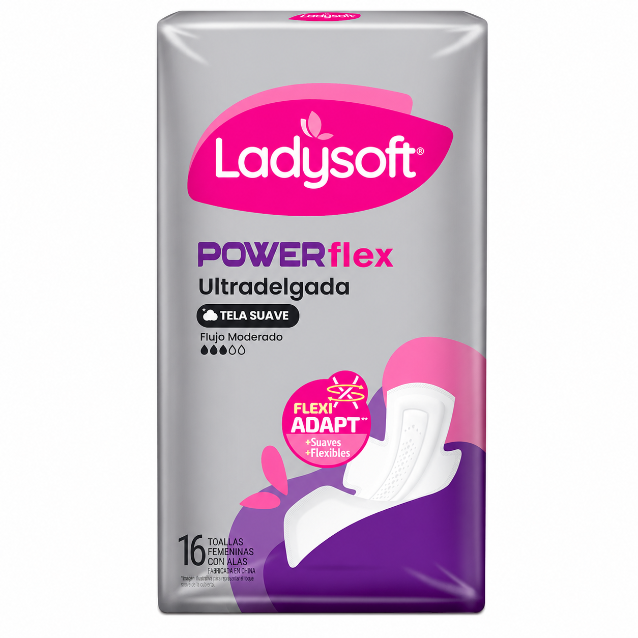 Toalla Femenina Ladysoft Ultradelgada Powerflex Diurna 16 un-2