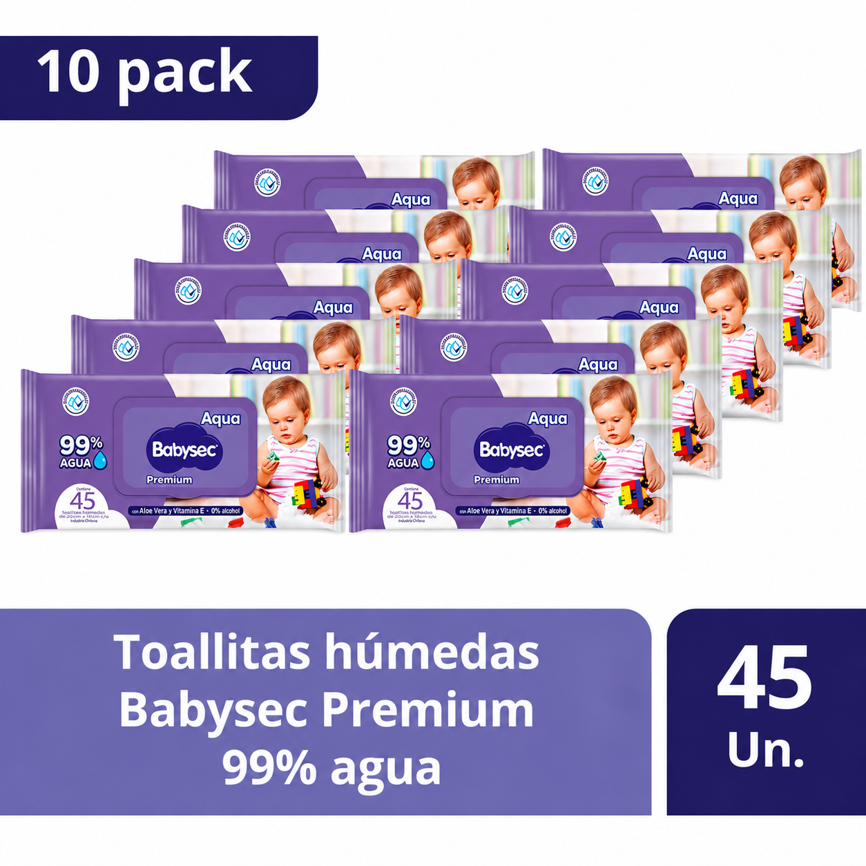 Pack 10 Toallitas Húmedas Babysec Premium 45 un-0