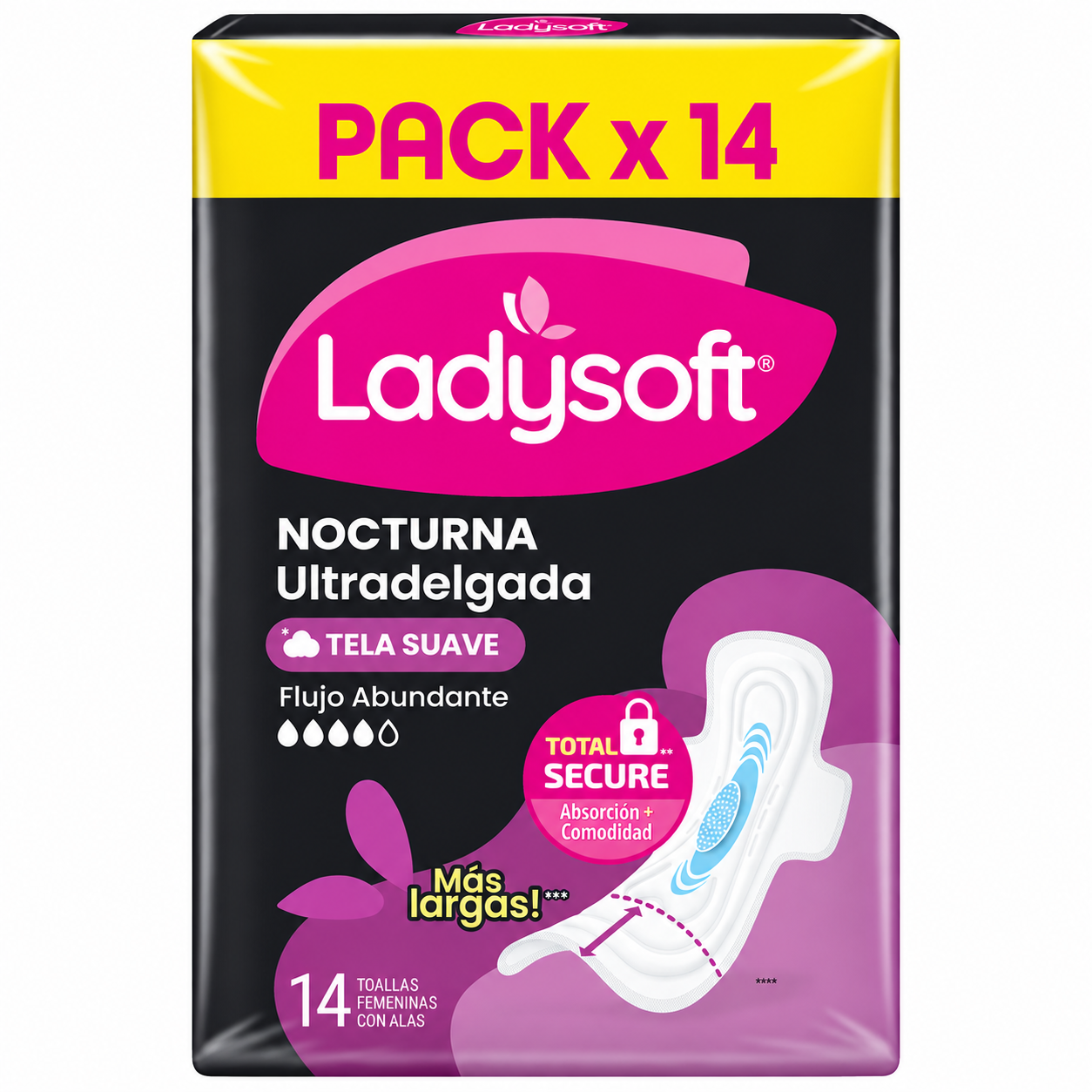 Toalla Fem Nocturna Ladysoft Ultradelgada Tela Suave 14un-2