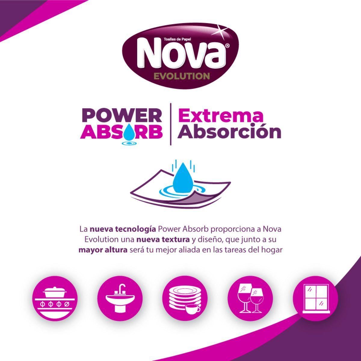 Toalla de Papel Nova Evolution Absorb Mega Rollo 2 un 26mt-2