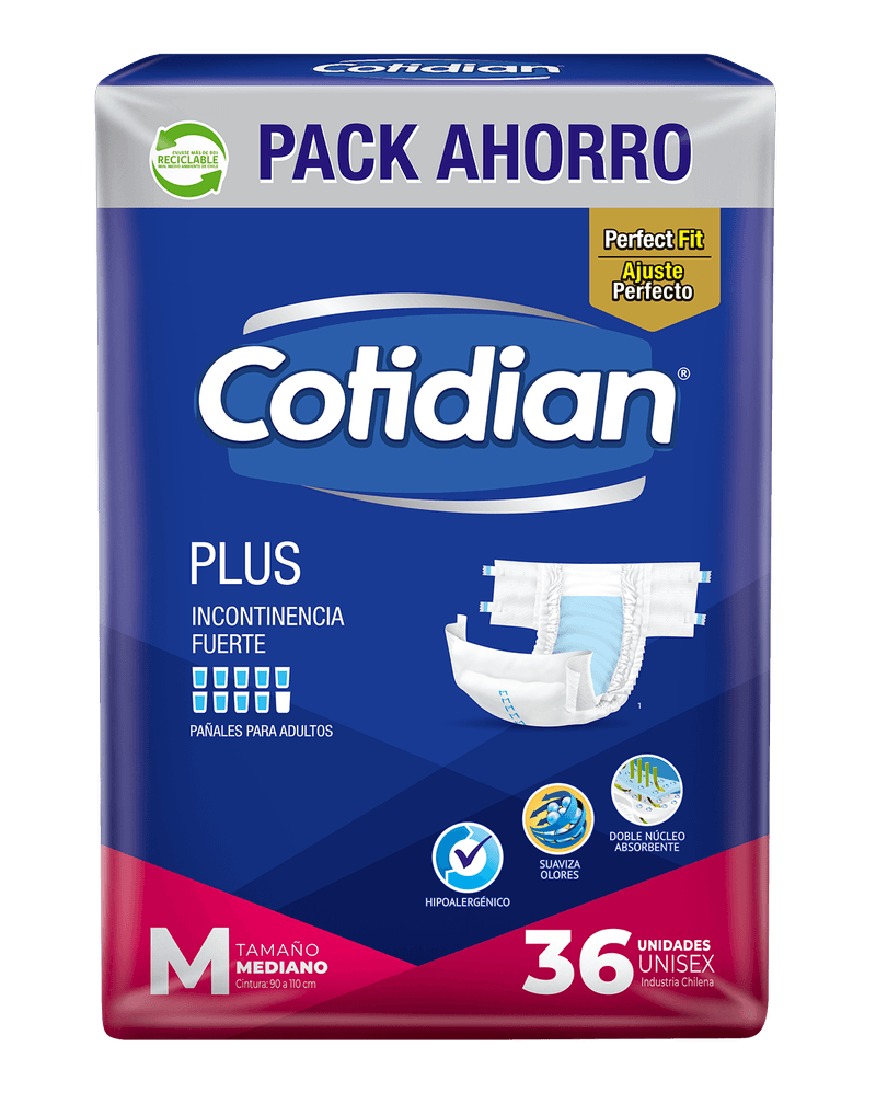 Pañal de Adulto Cotidian Plus Incontinencia Fuerte 36 un M-1