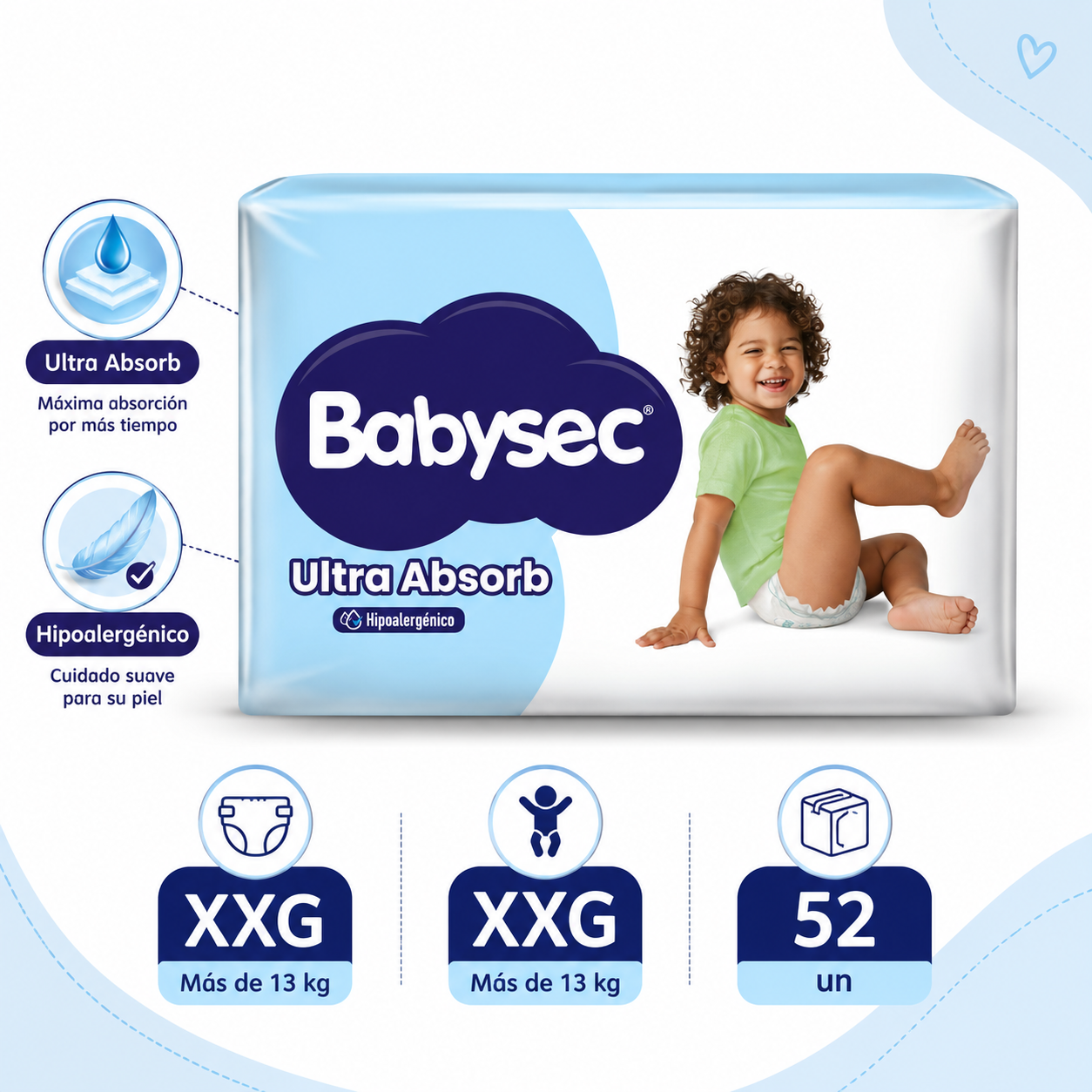 Pañal de Bebé Babysec Ultra Absorb XXG 52un-2