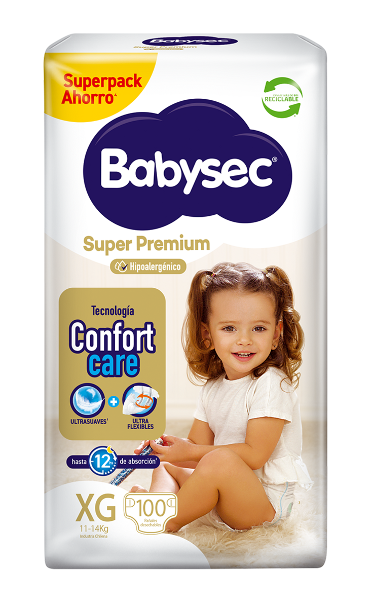 Pañales De Bebé Babysec Super Premium 100 Un Talla XG-1