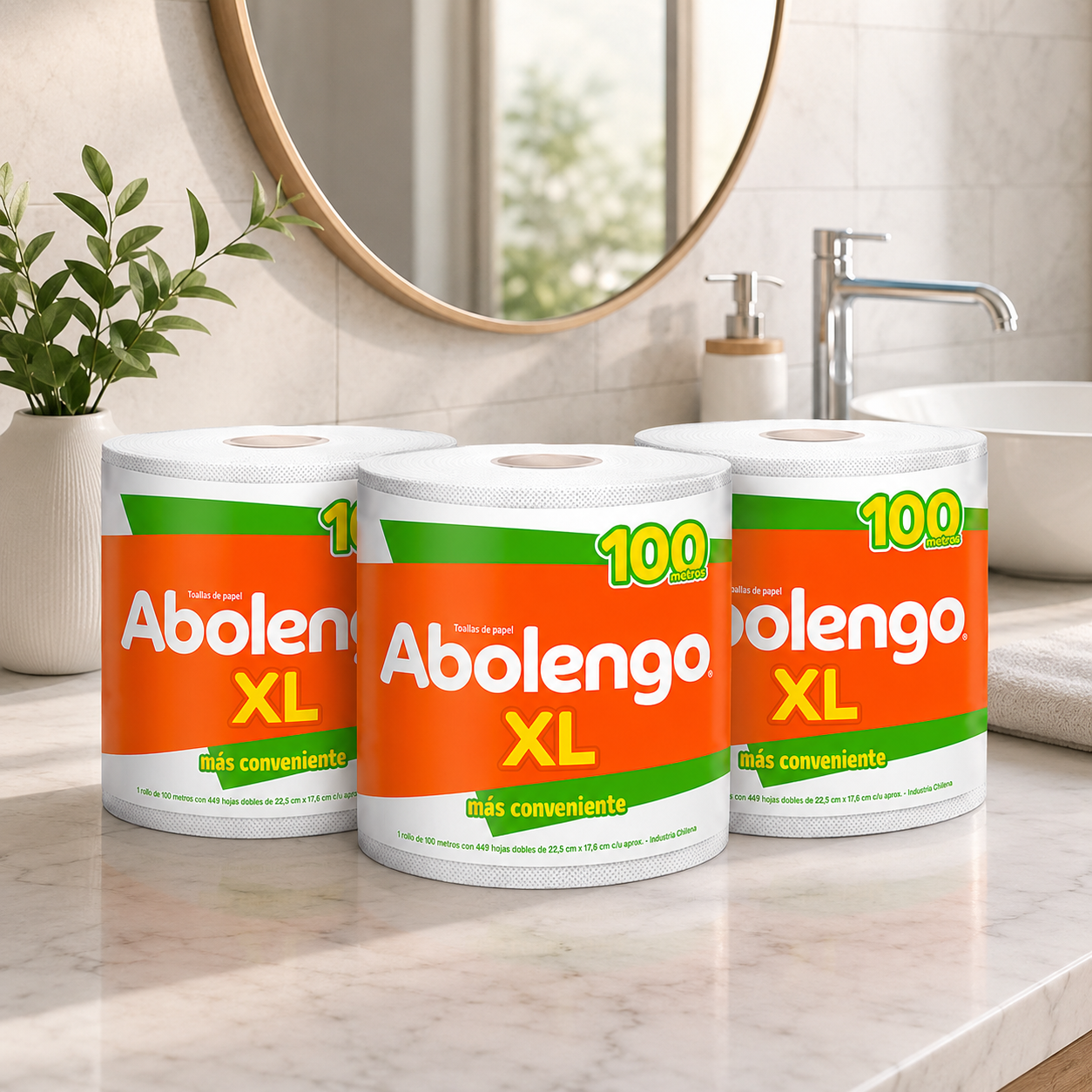 3 Paquetes Toalla de Papel Abolengo XL 1 un 100 mt-3