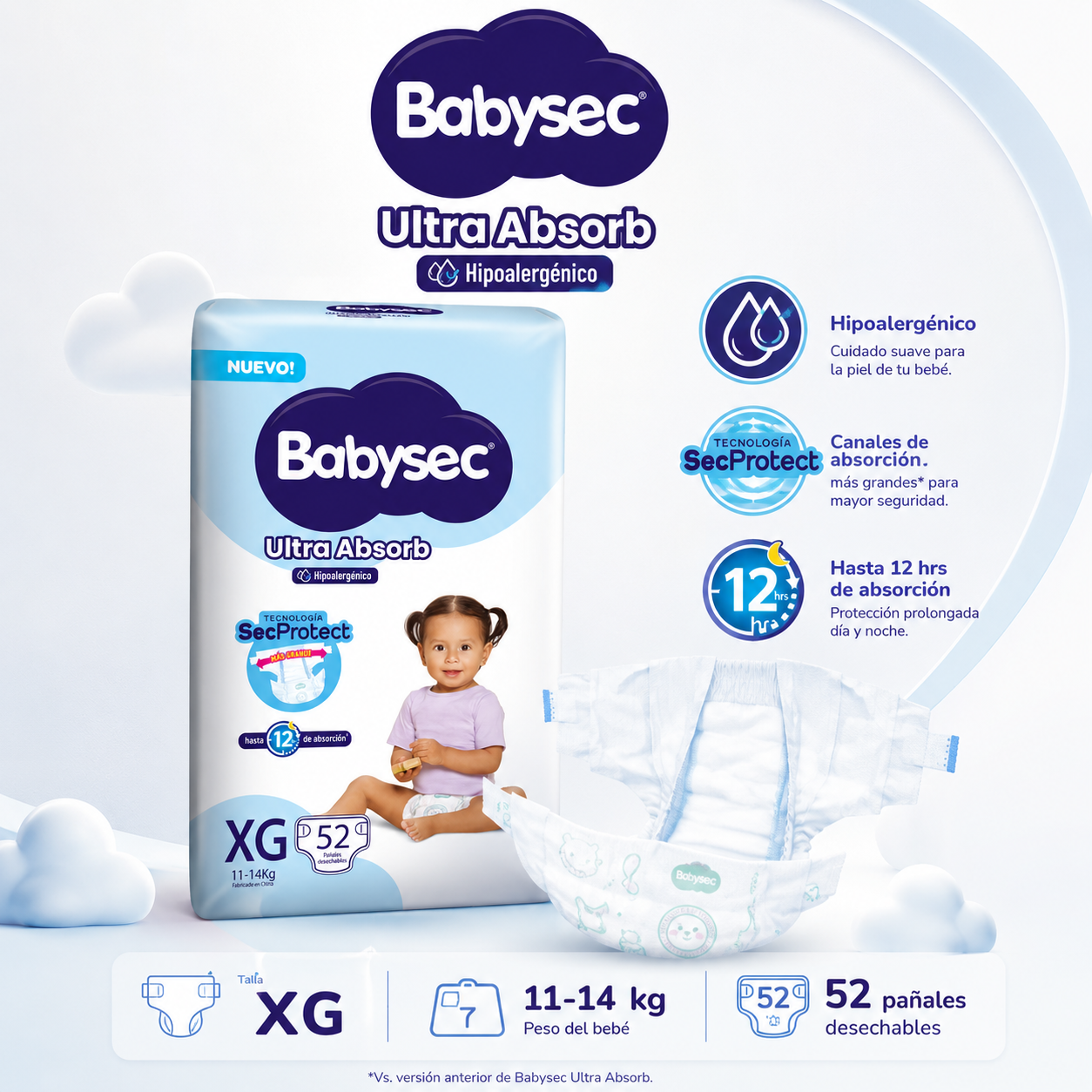 Pañal de Bebé Babysec Ultra Absorb XG 52un-3
