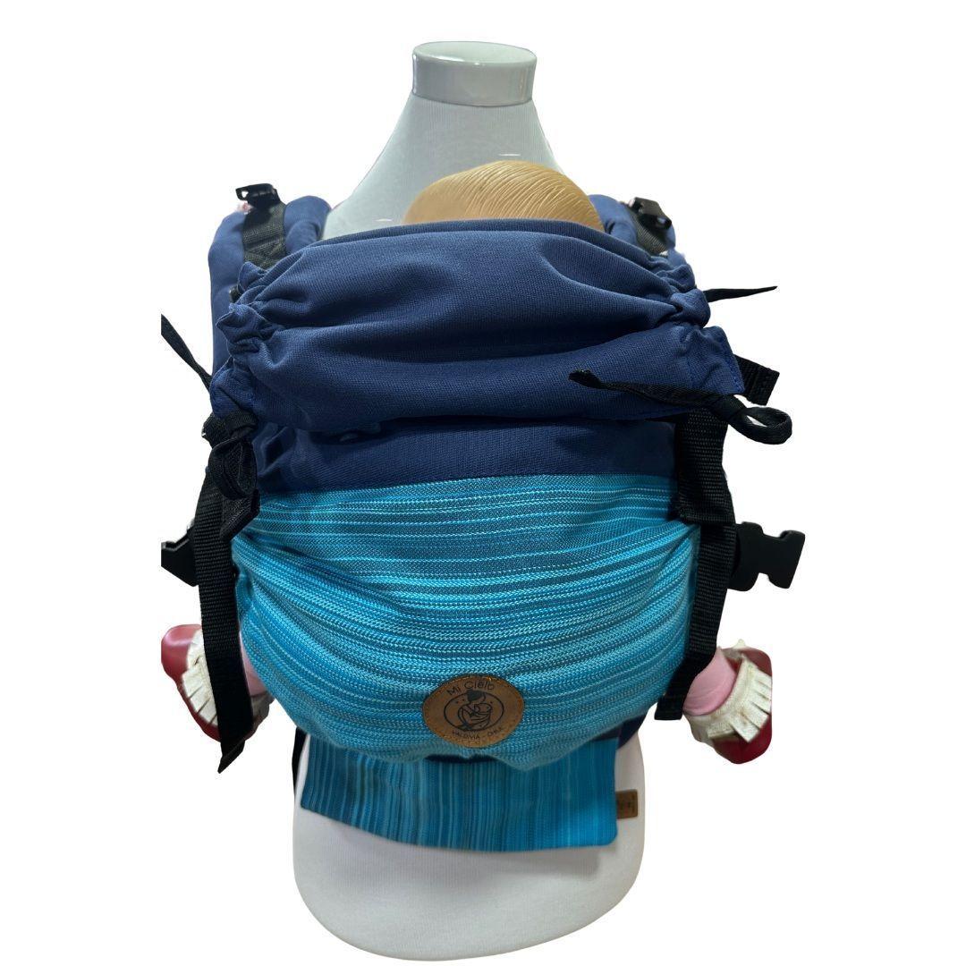 Mochila Primera Etapa Azul Francia Fular Líneas Celestes -1