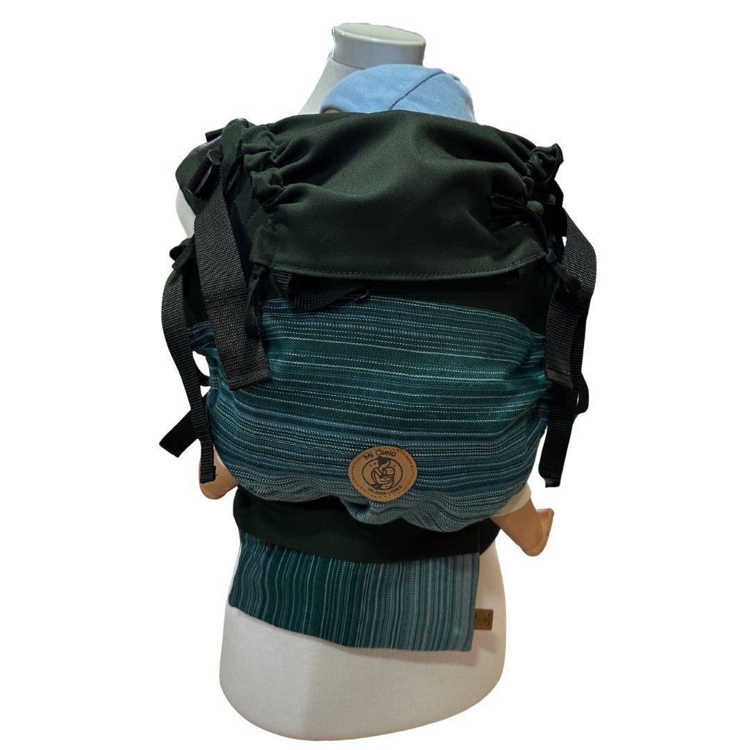 Mochila Primera Etapa Verde Oscuro Fular Rayas Verdes de Mi cielo-0