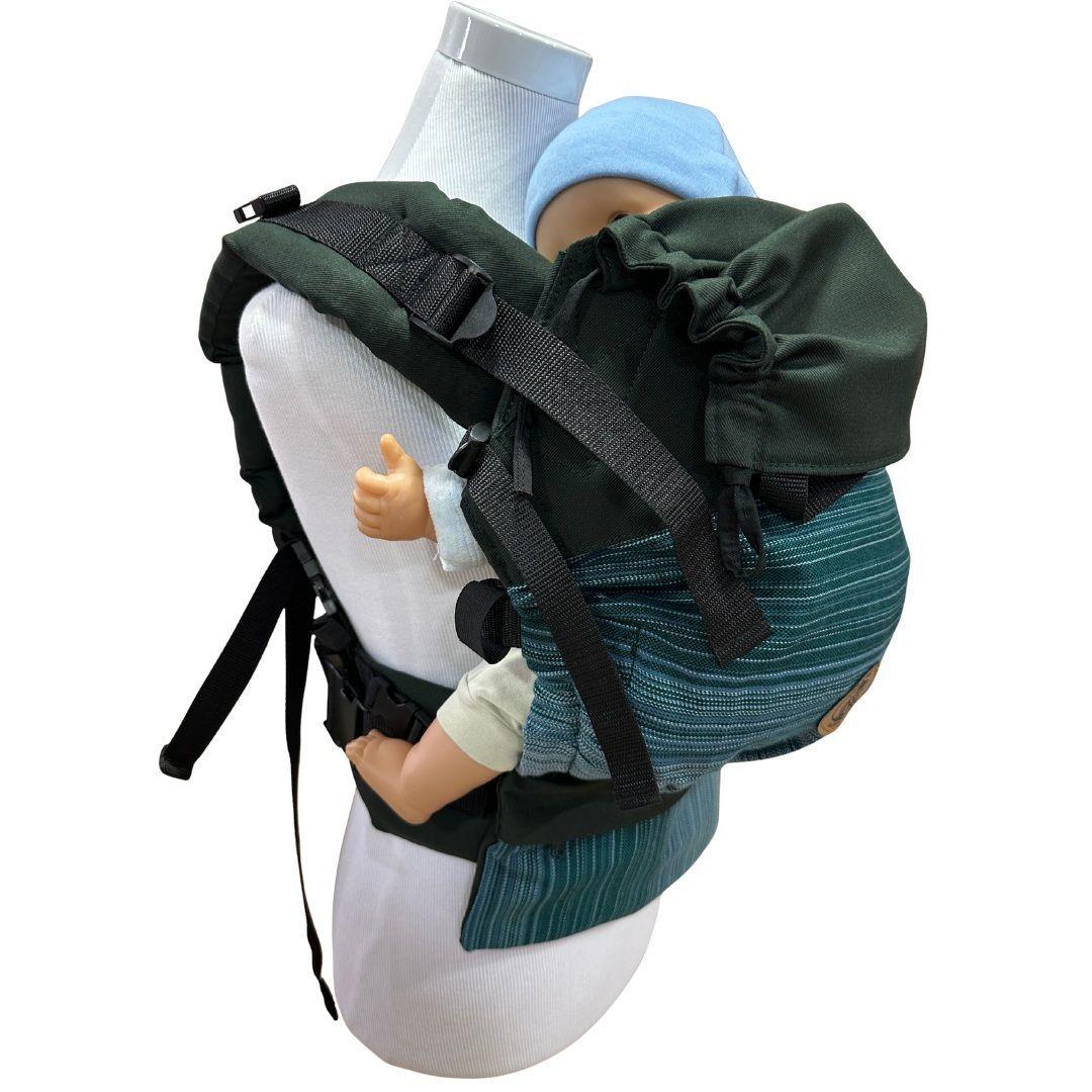 Mochila Primera Etapa Verde Oscuro Fular Rayas Verdes de Mi cielo-1