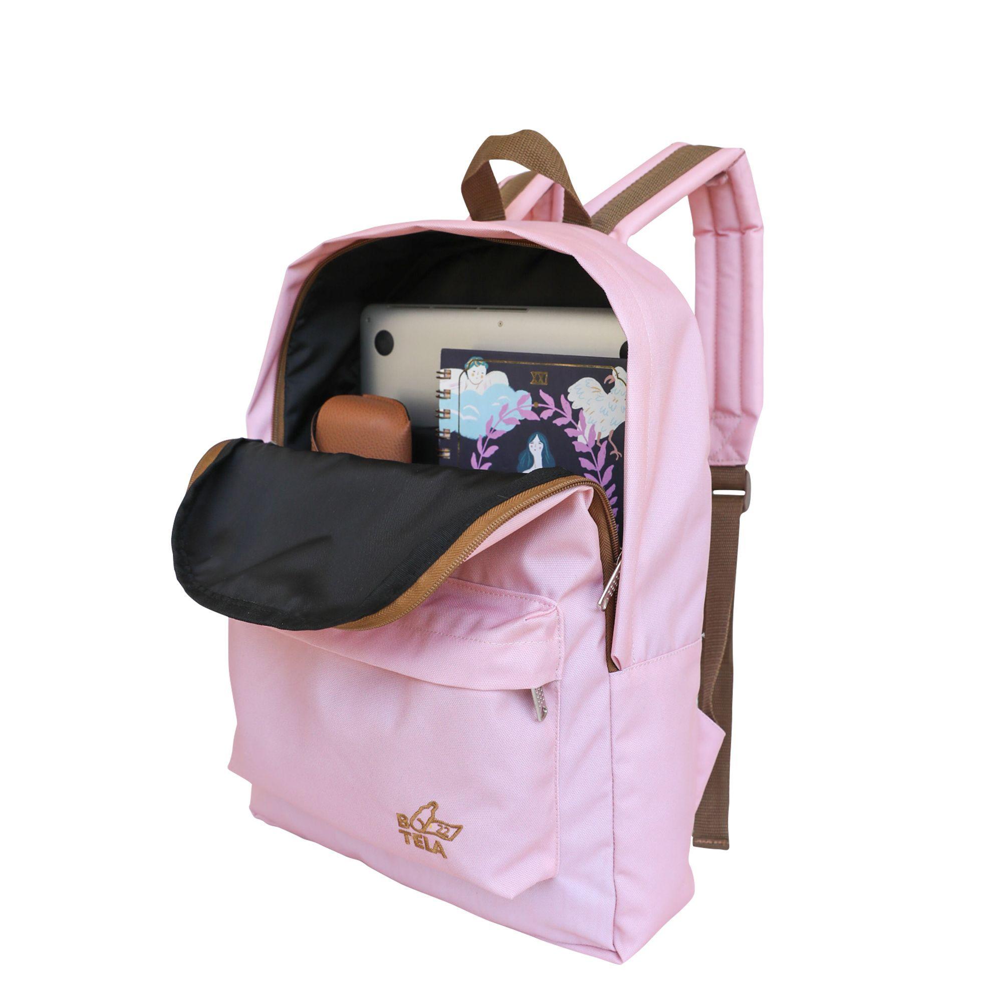 Mochila clásica escolar sustentable rosada Botela-1