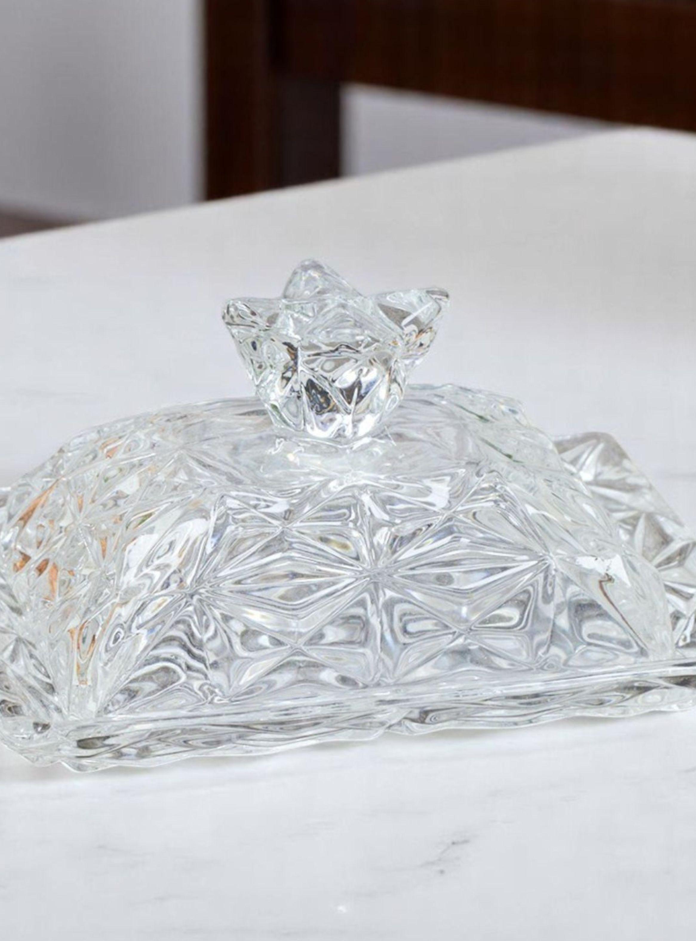 Mantequillera De Vidrio Con Tapa Vintage Rectangular 17cm Transparente-3