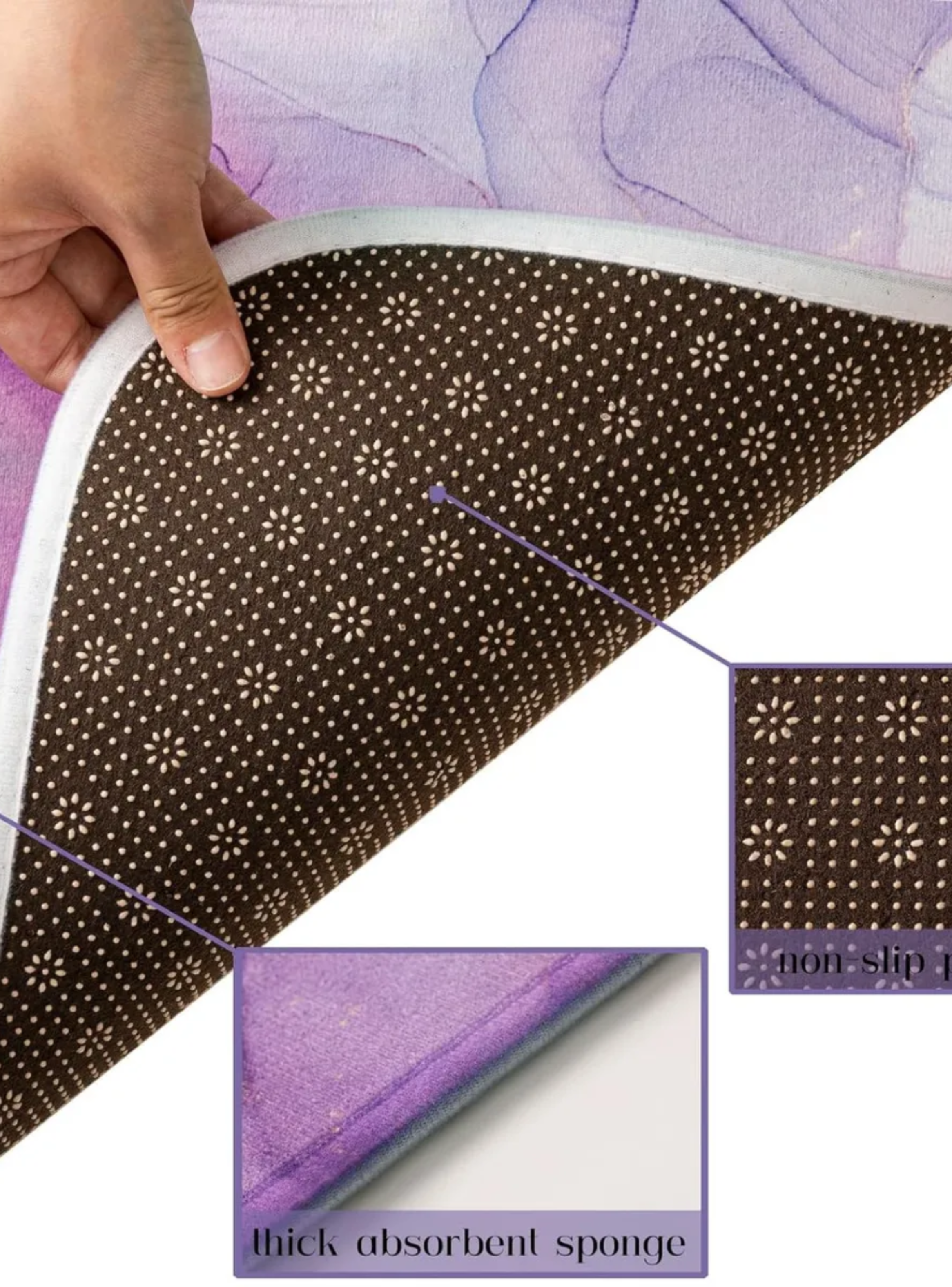 Juego Baño 4 Piezas Cortina Tela Poliéster Impermeable Morado-2