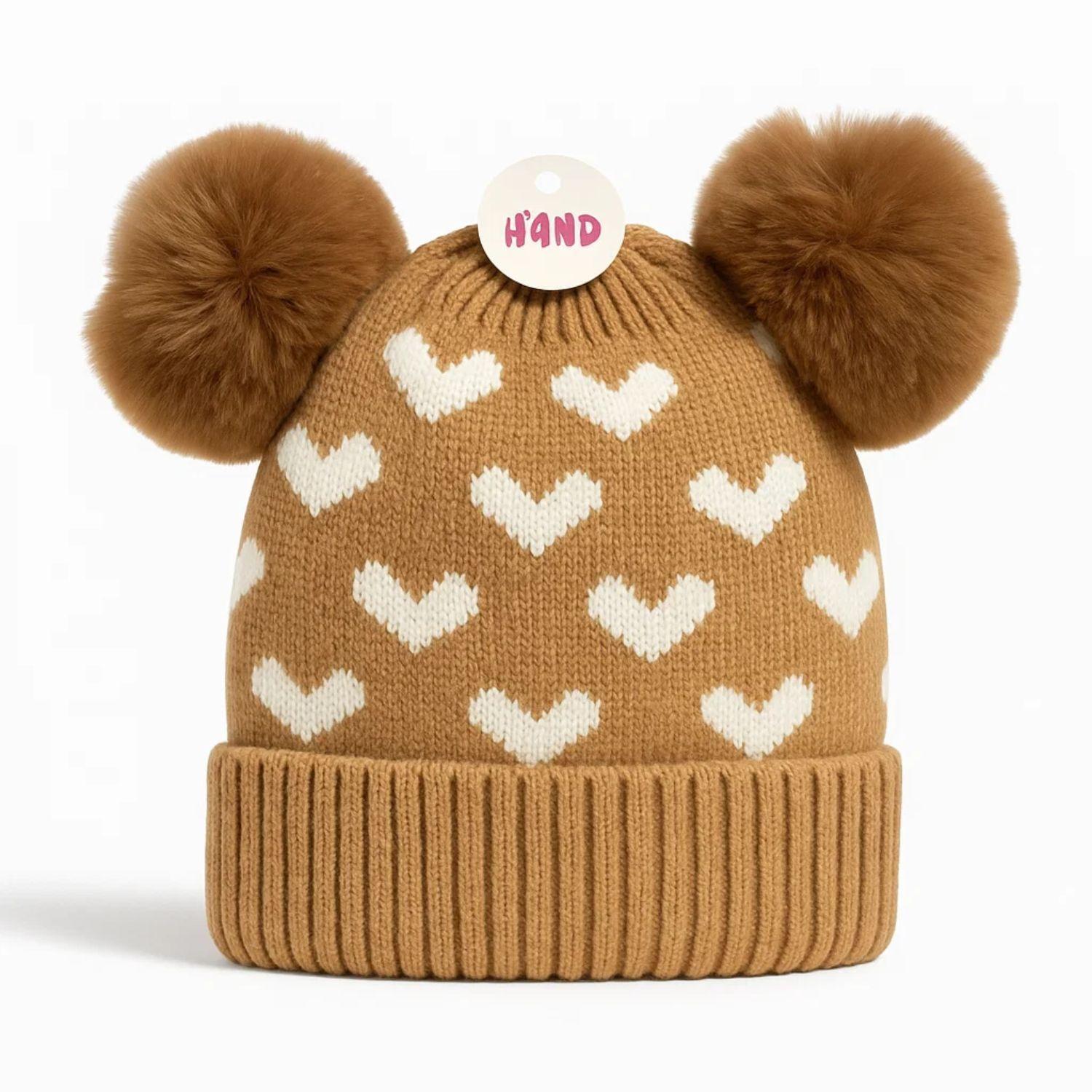 Gorro Invierno Infantil De Lana Diseño Corazones Unisex-2