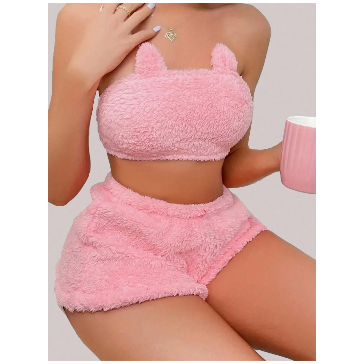 Conjunto Mujer Top Bandeau Sin Tirantes + Shorts 2 Piezas-2