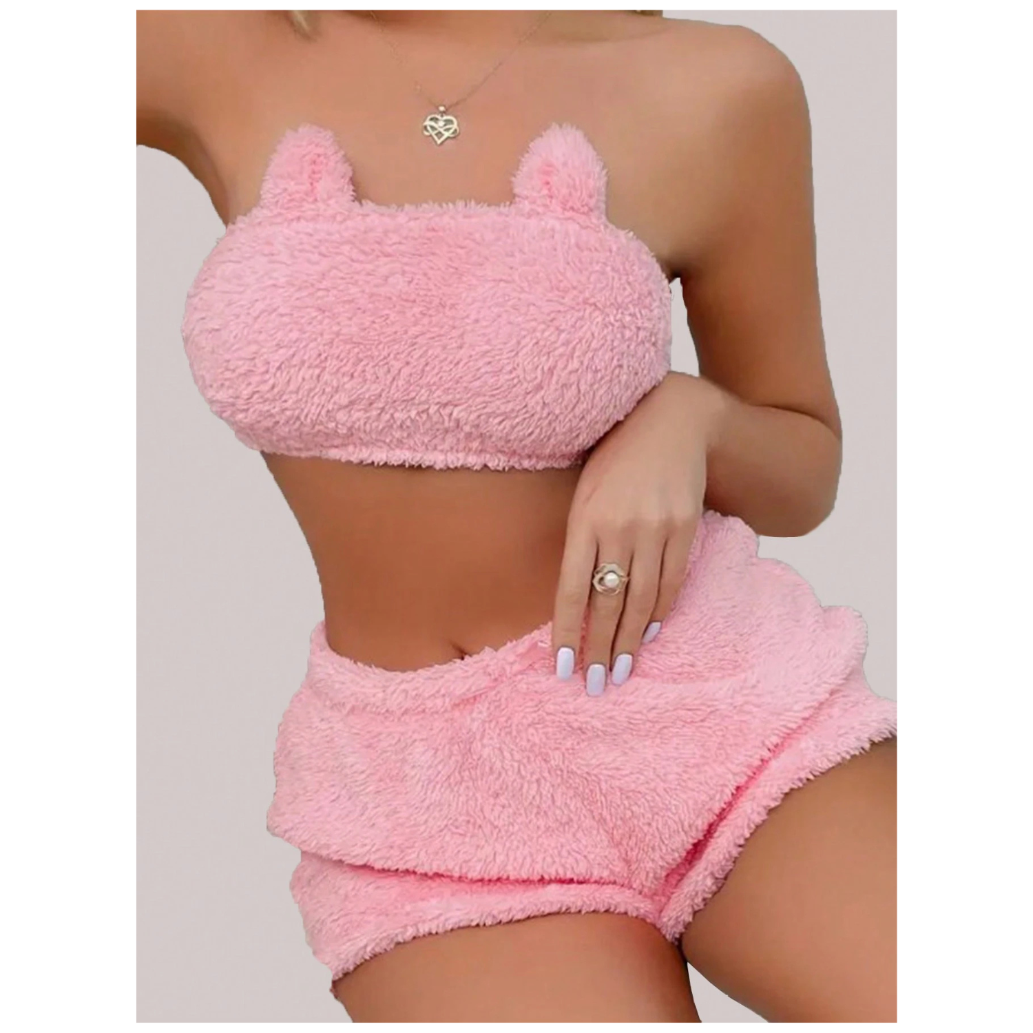 Conjunto Mujer Top Bandeau Sin Tirantes + Shorts 2 Piezas-3