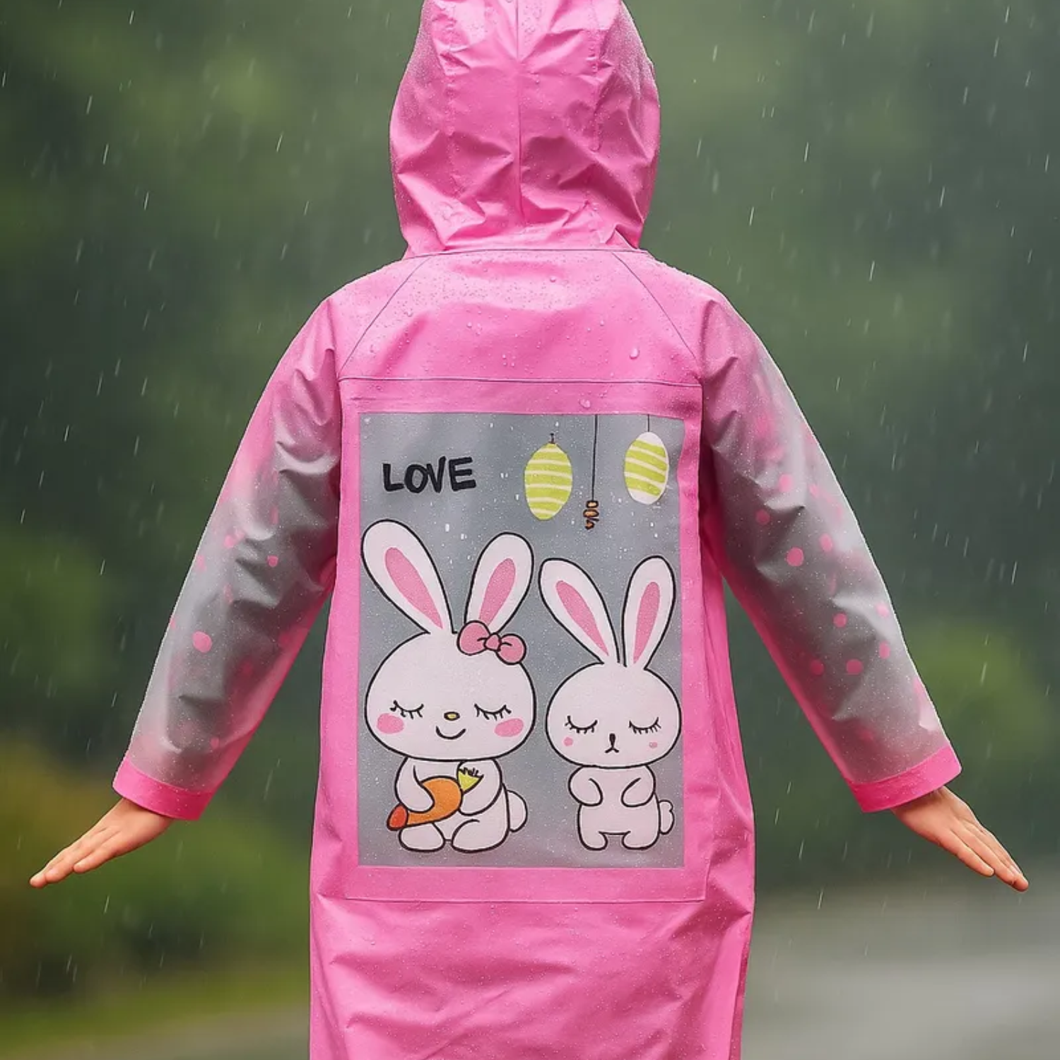 Capa De Lluvia Impermeable Infantil Con Capucha Y Botones-2