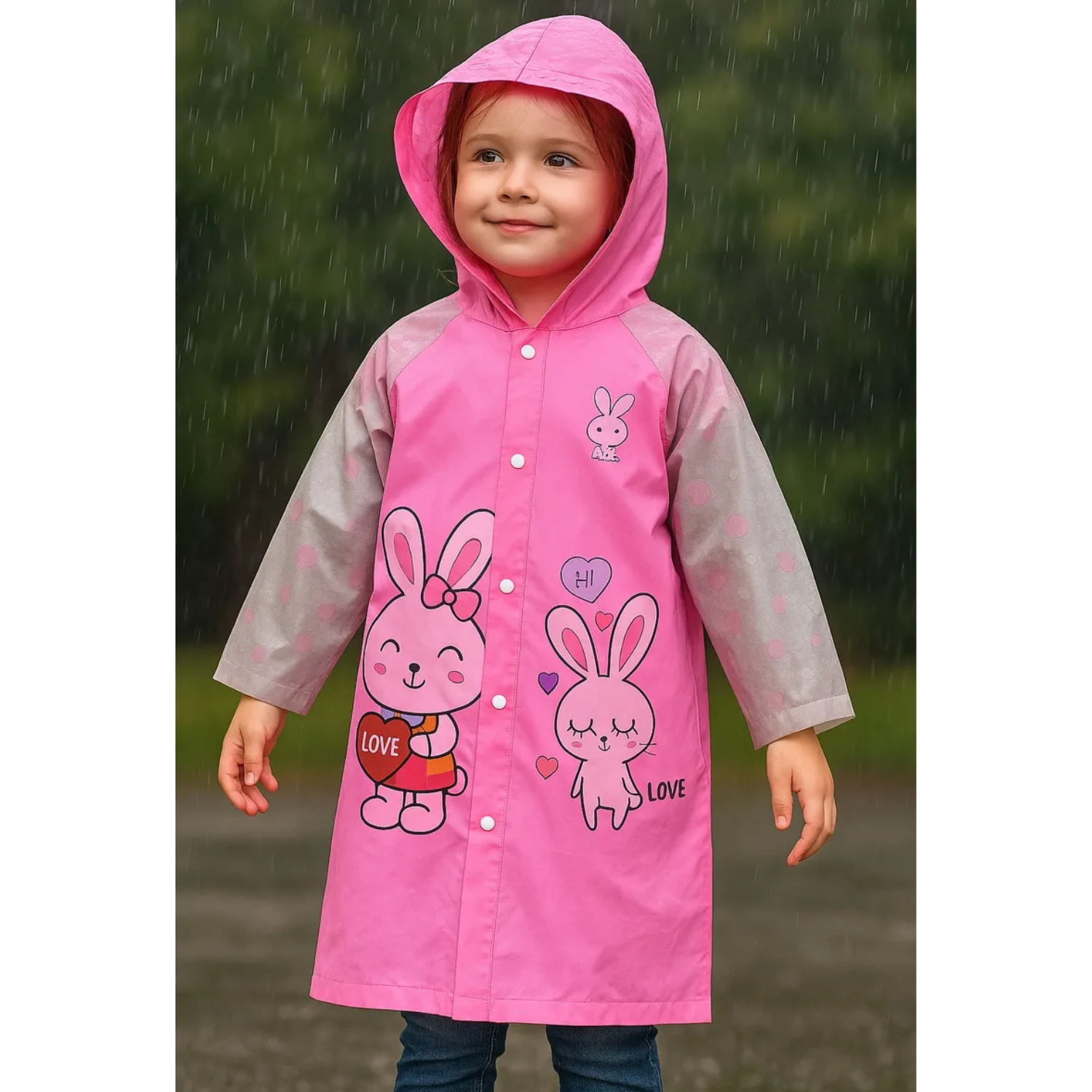 Capa De Lluvia Impermeable Infantil Con Capucha Y Botones-5