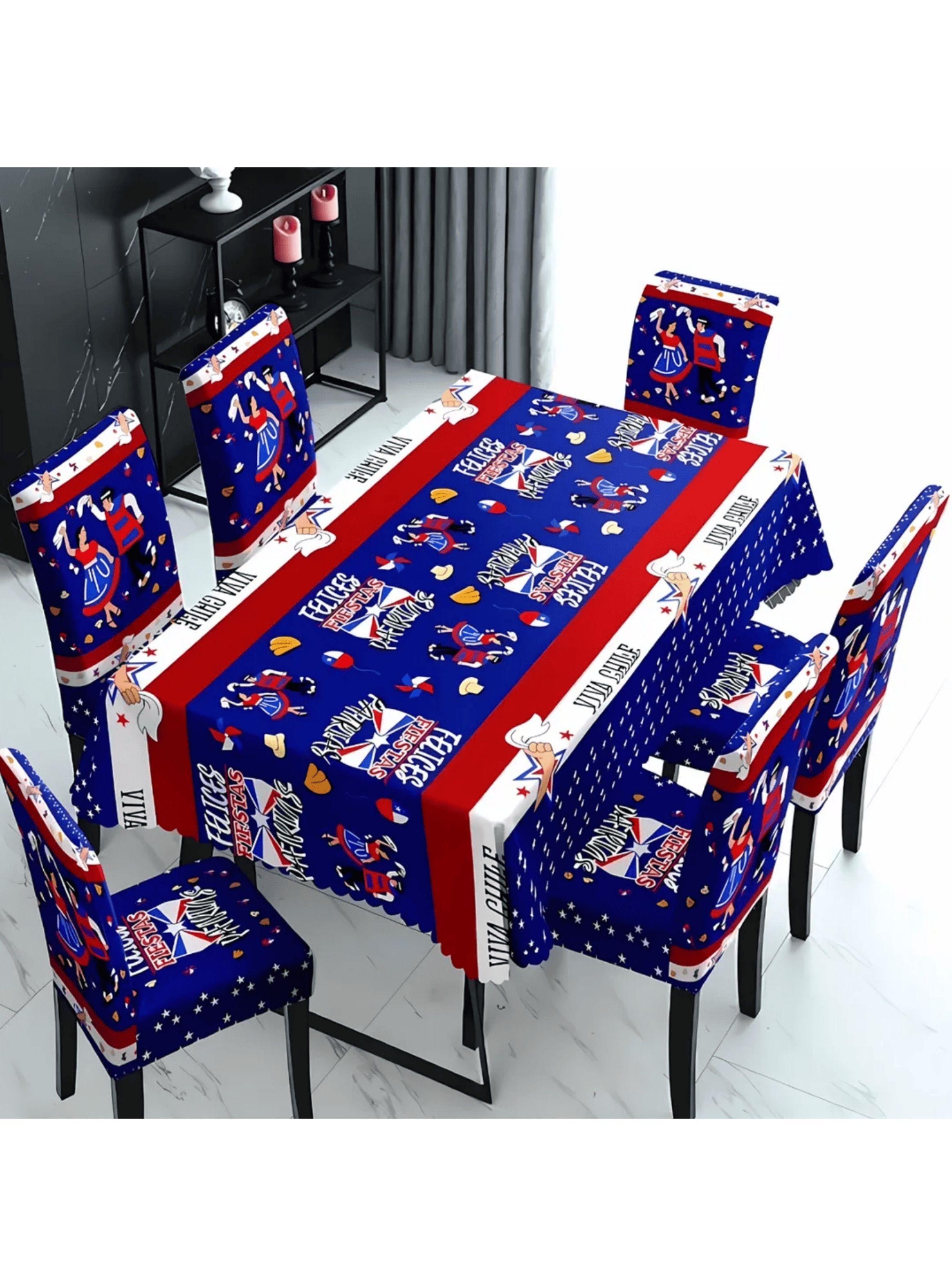 Set Fiestas Patrias 6 Fundas De Silla Más Mantel Dieciochero-7