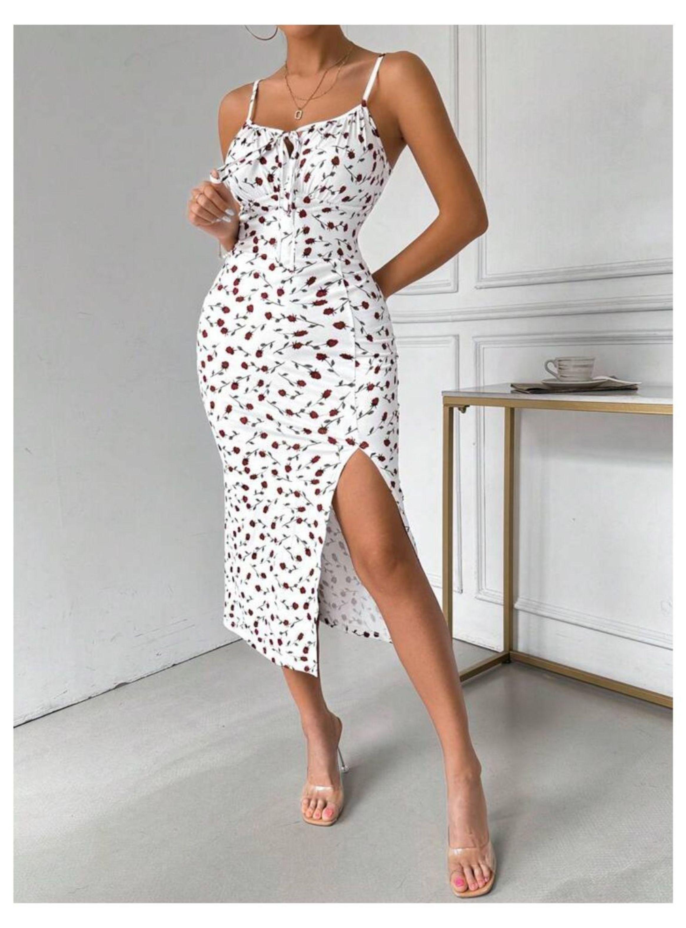 Vestido De Mujer Maxi Largo Estampado Floral Anudado Tirantes-2