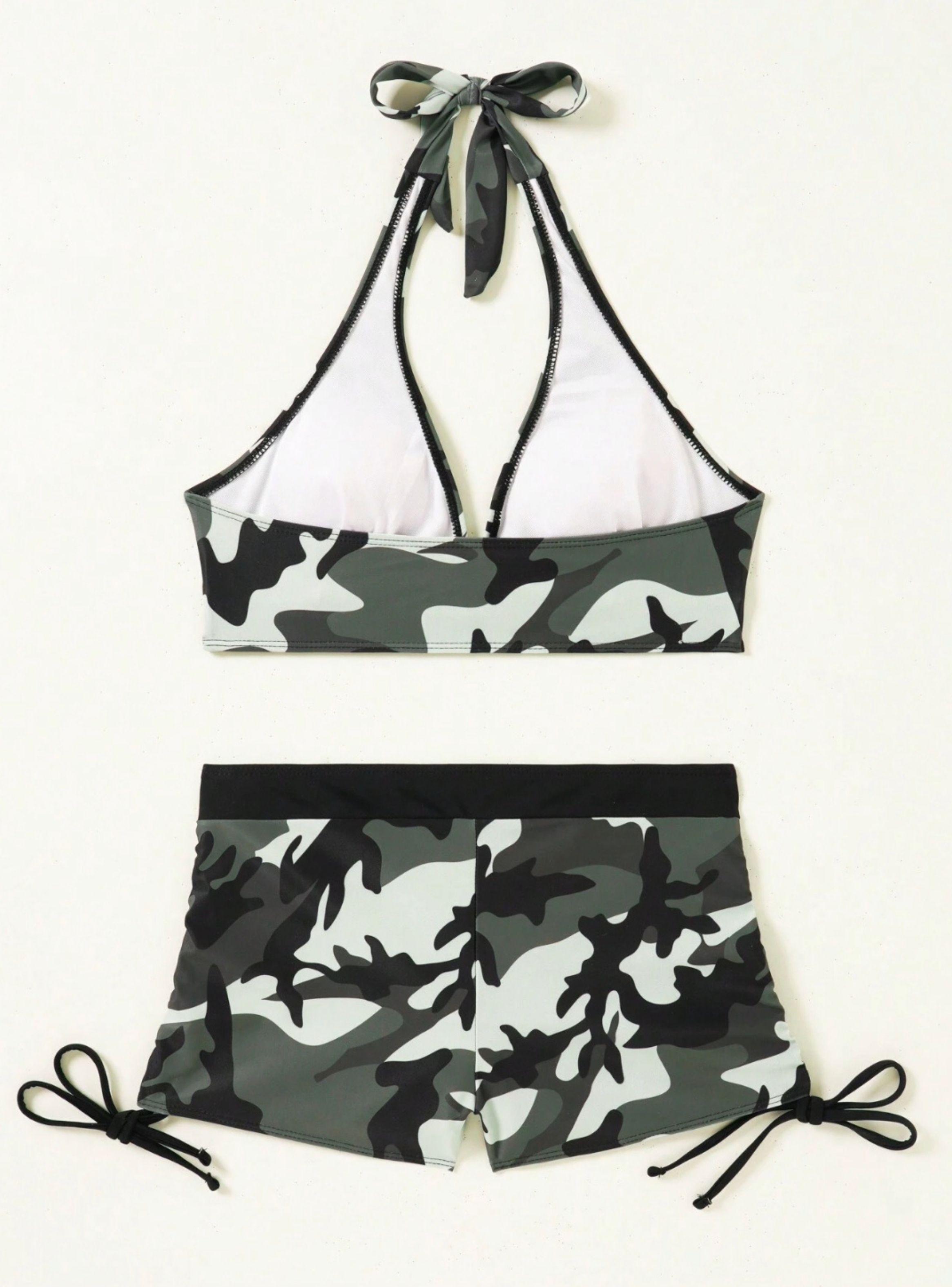Conjunto De Bikini Verano Con Estampado Camuflaje-1