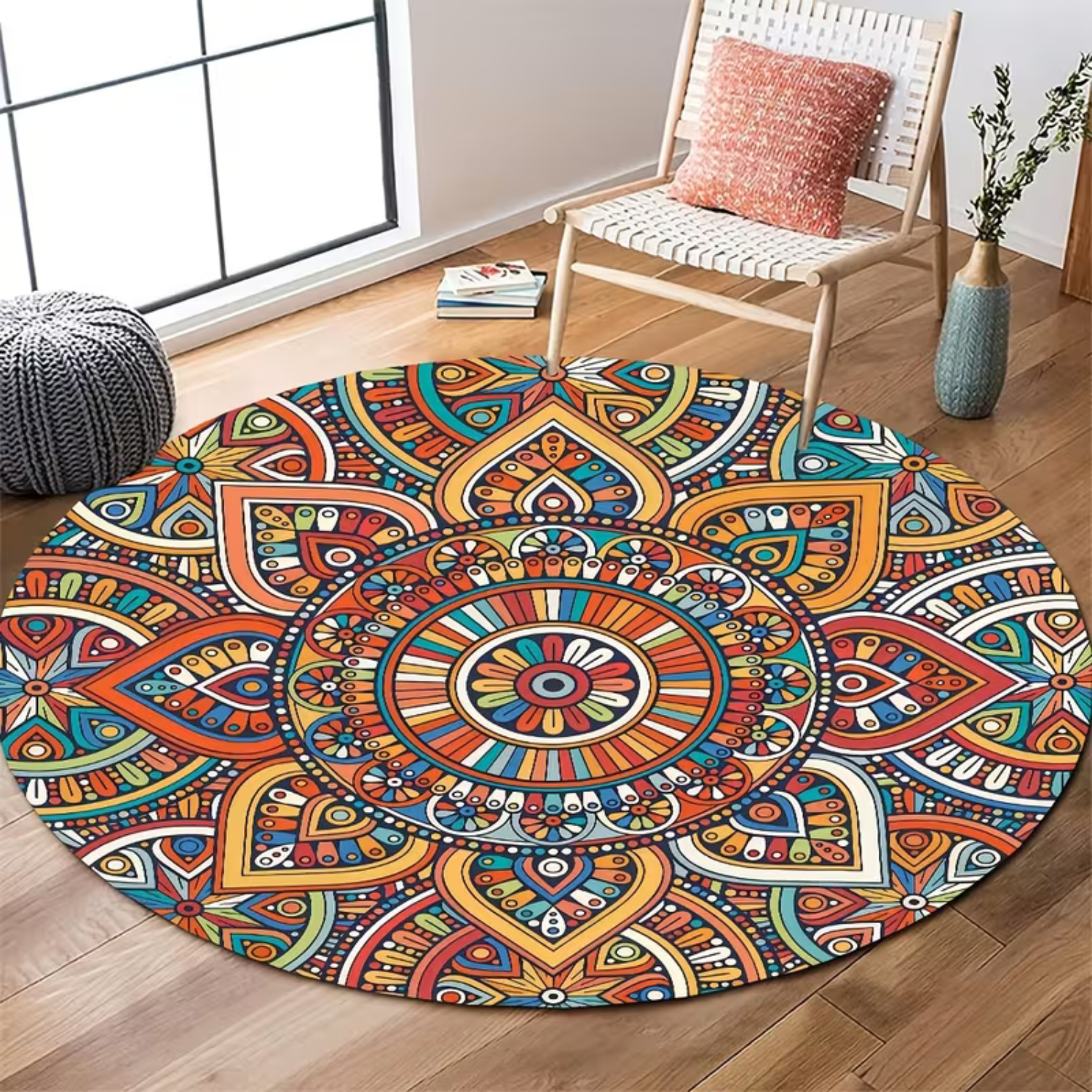 Alfombra Antideslizante Redonda 200 Cm Piso Hogar Decorativa D21-2