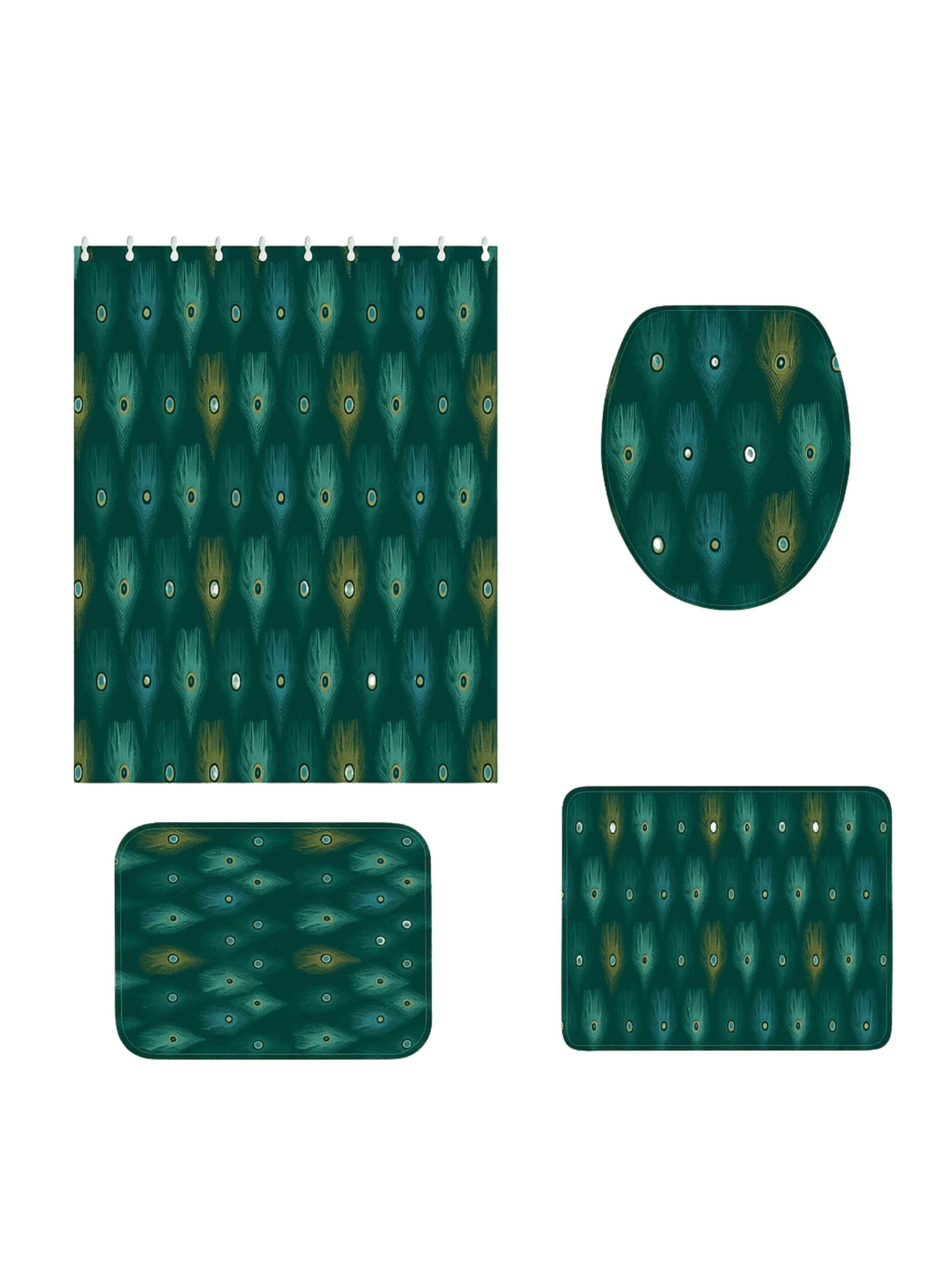 Juego De Baño Set 4 Piezas Cortina Alfombra Cubre Inodoro-3