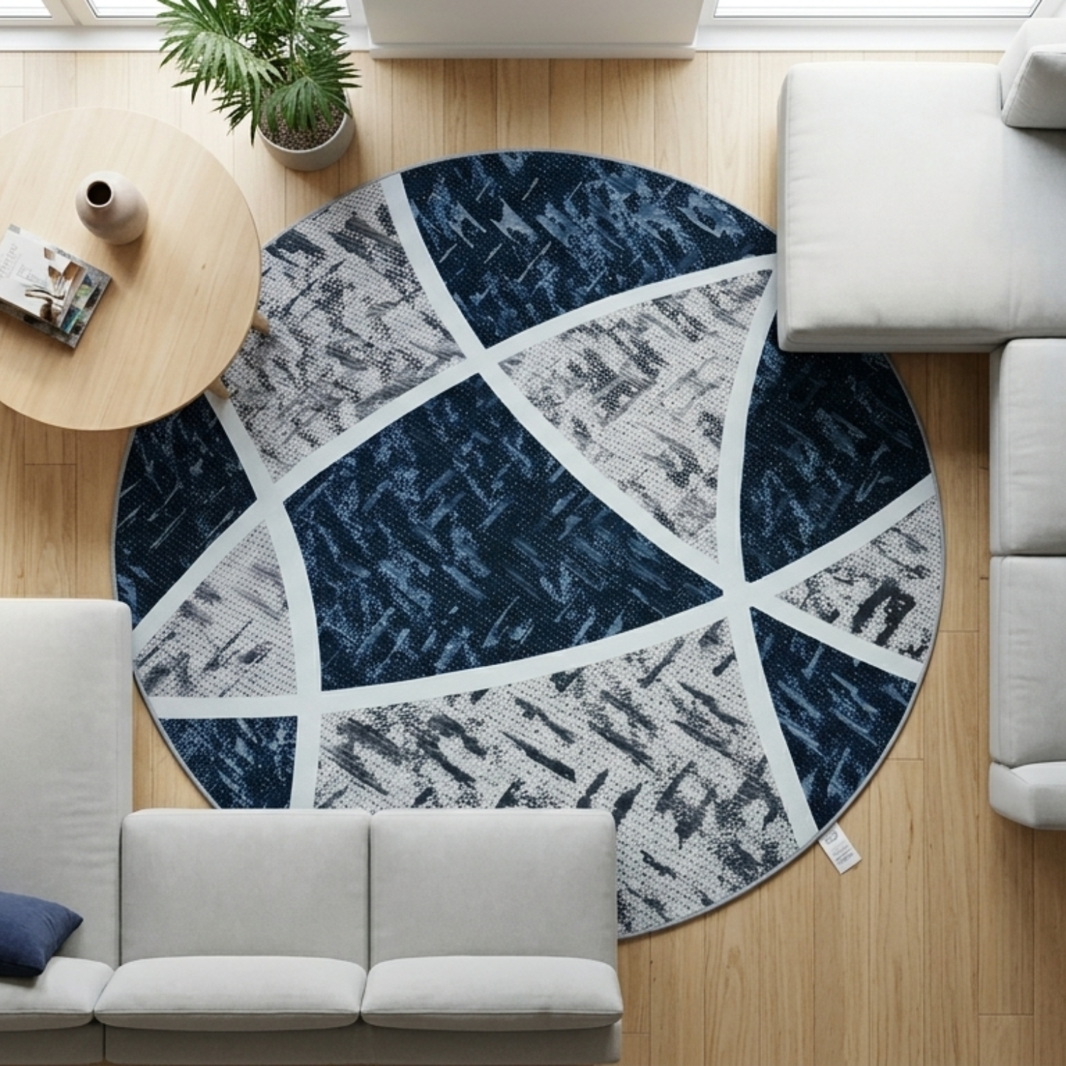 Alfombra Antideslizante Redonda 200 Cm Piso Hogar Decorativa D24-1