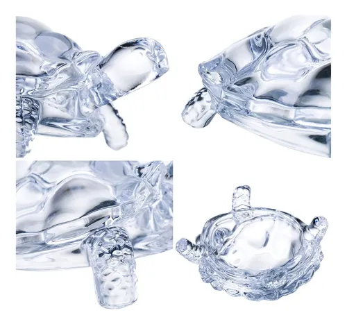 Set 2 Tortugas De Vidrio Decorativas Grande Y Pequeña Transparente-2