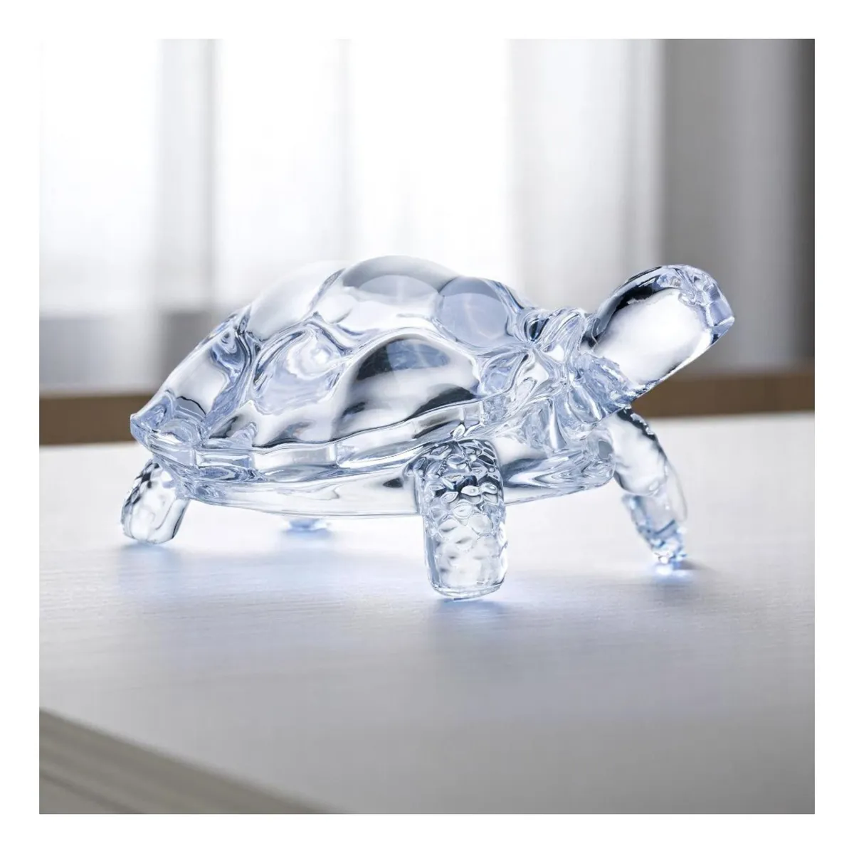 Set 2 Tortugas De Vidrio Decorativas Grande Y Pequeña Transparente-4