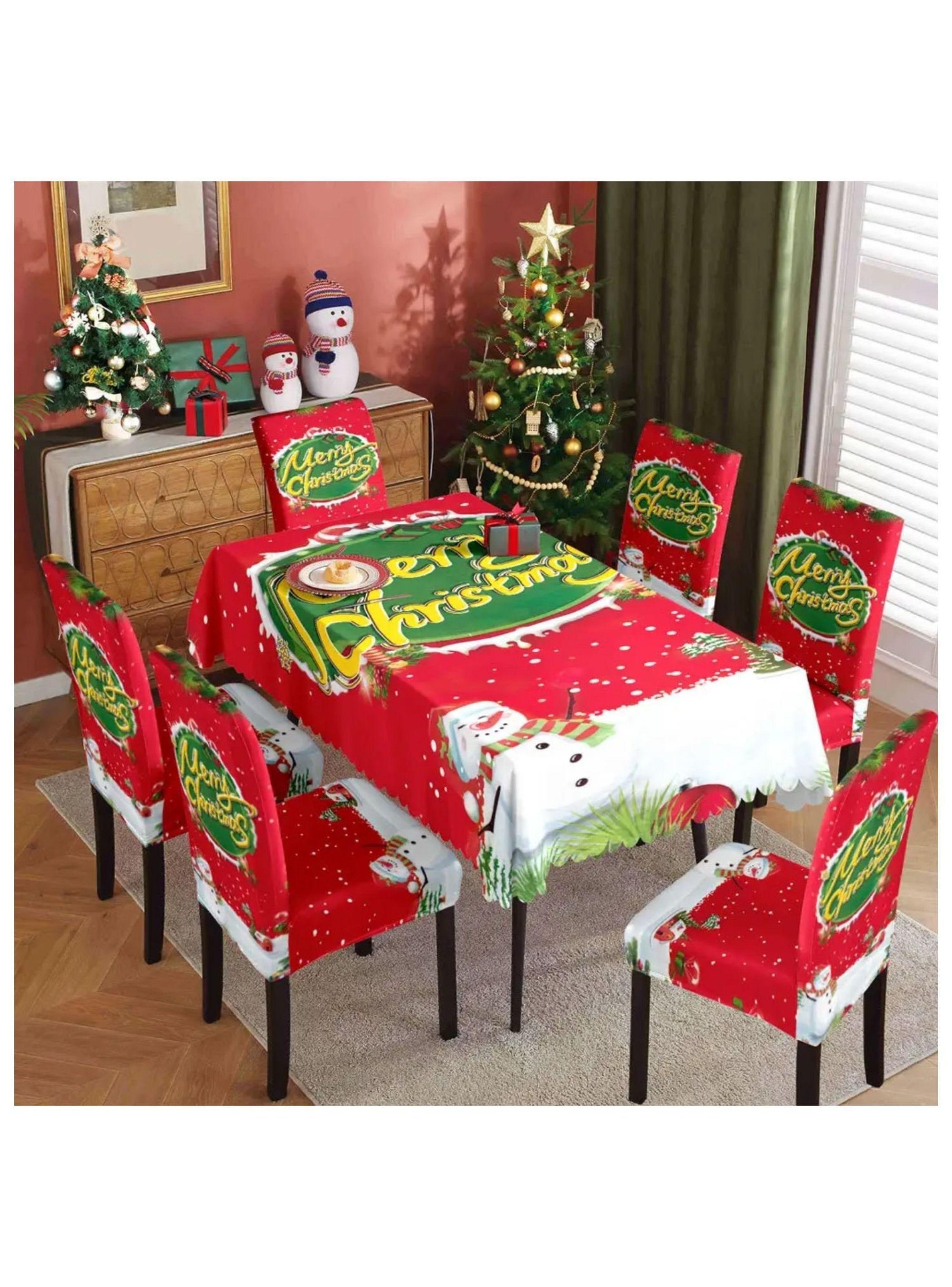 Set Completo 6 Fundas De Silla Más Mantel Navidad Decohogar-4