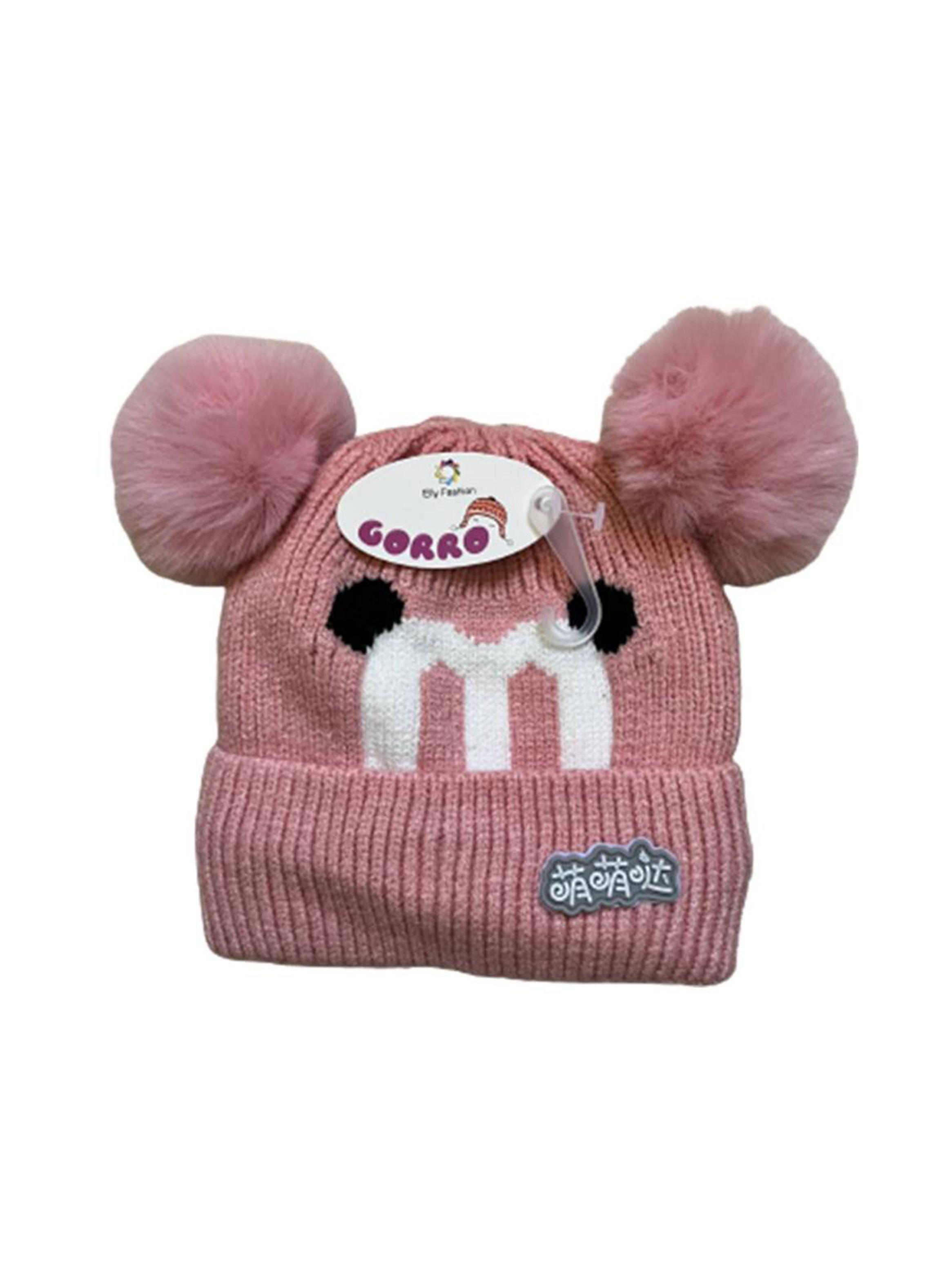 Gorro Invierno Infantil De Lana Diseño Cerdito Con Pompon-1