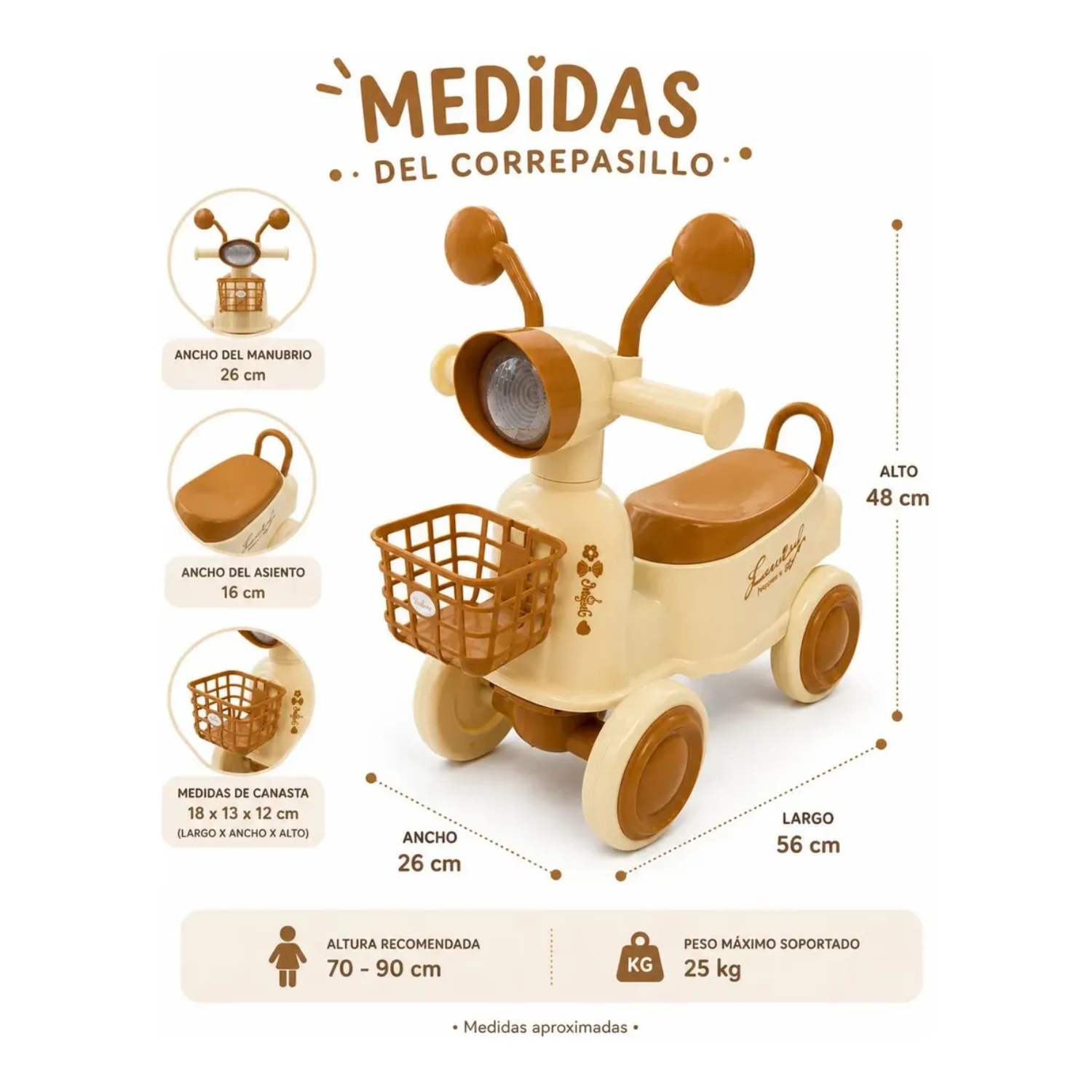 Correpasillos Infantil Tipo Moto Scooter Con Canasto Para Niños-1