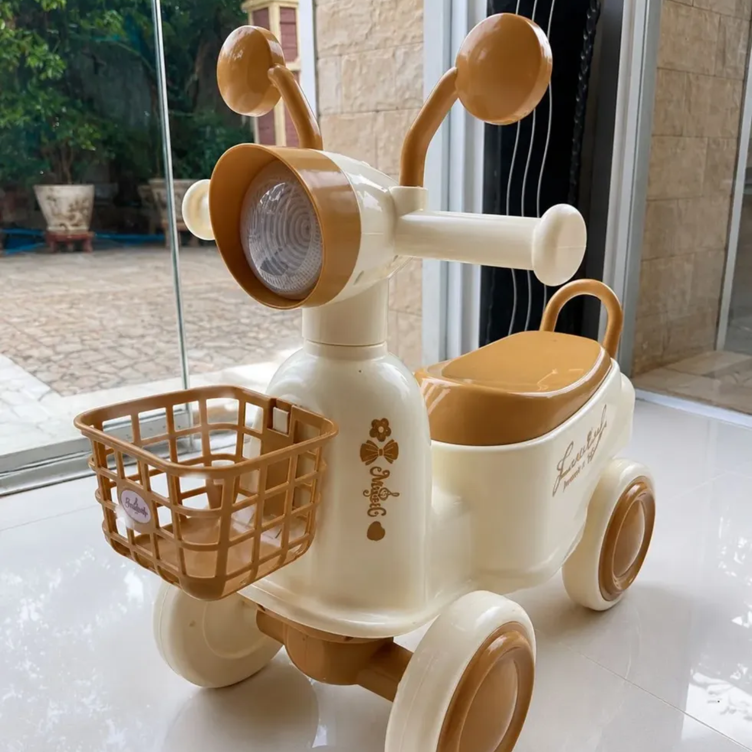 Correpasillos Infantil Tipo Moto Scooter Con Canasto Para Niños-3