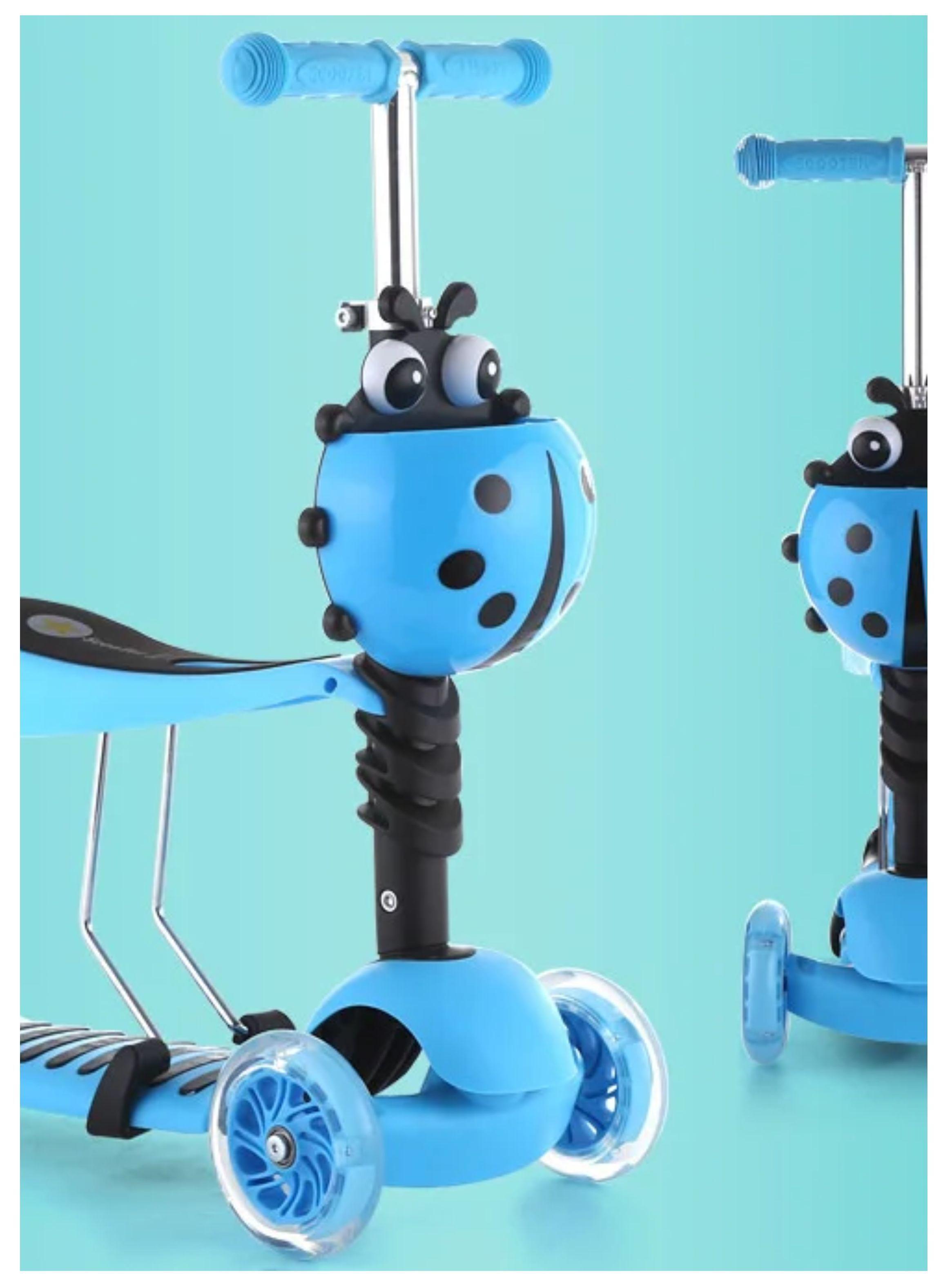 Scooter Monopatín 3 En 1 Ajustable Luces Con Asiento Azul-7