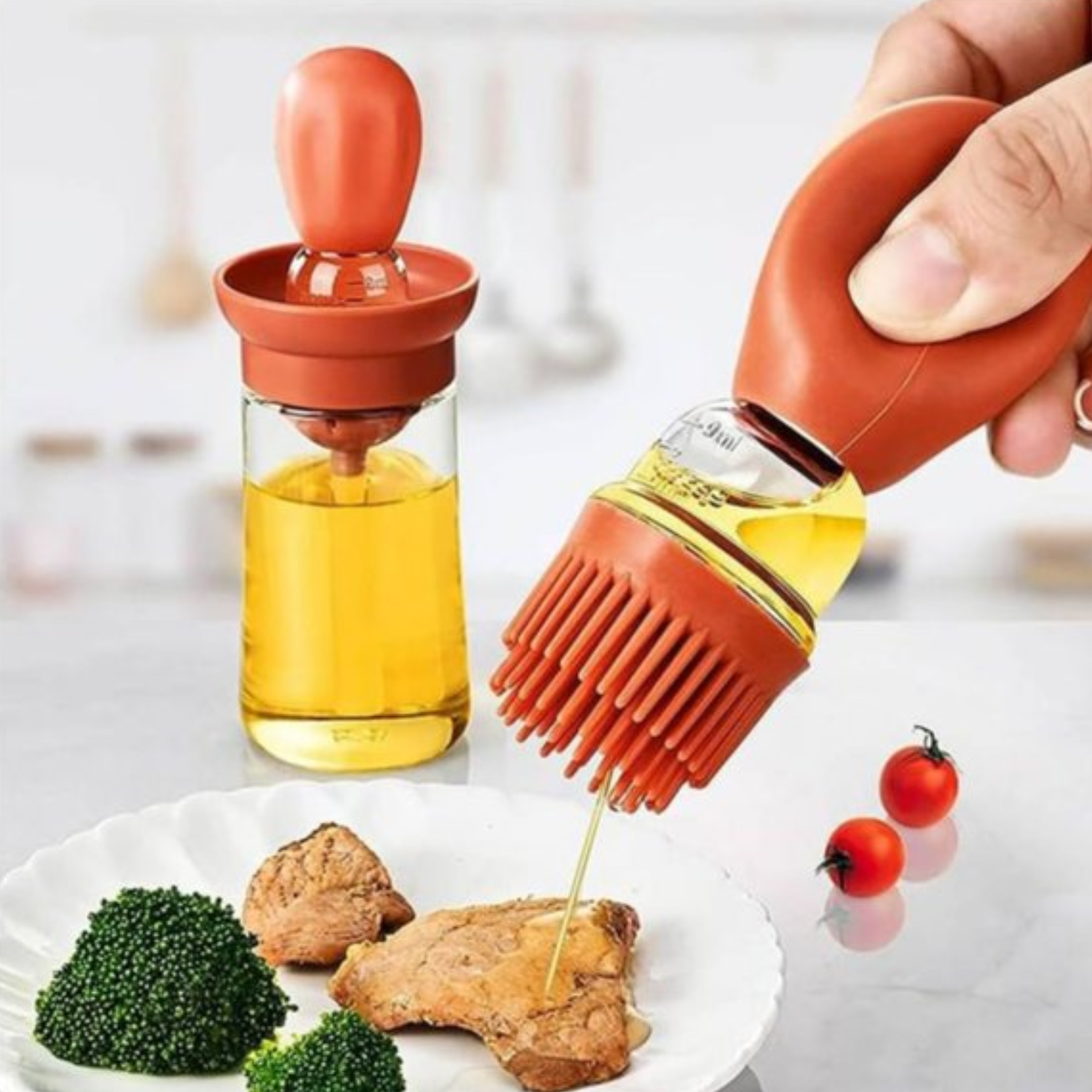 Dispensador Aceite Con Brocha Silicona Botella Vidrio 200ml-6