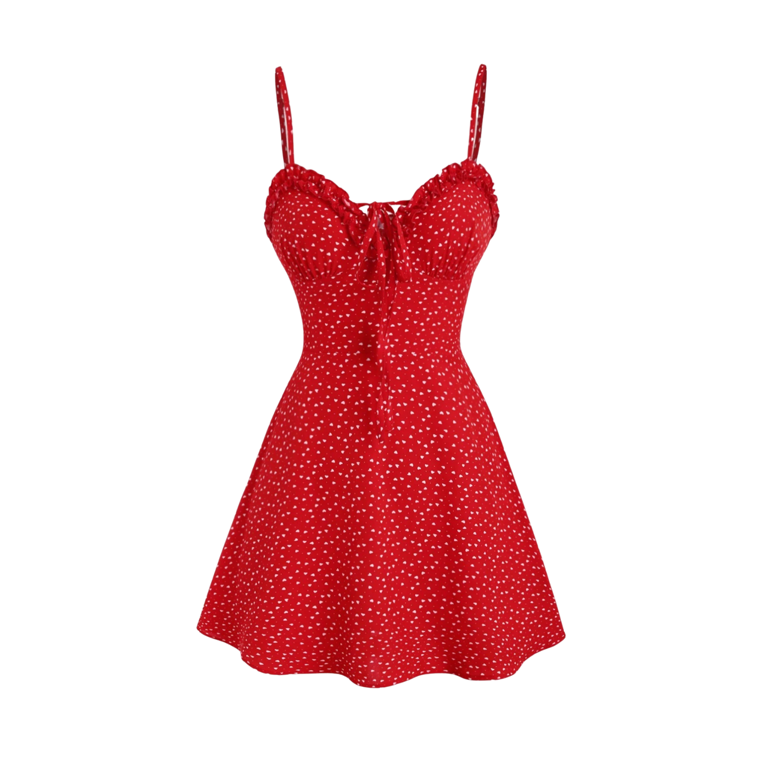 Vestido Corto Mujer Con Tirantes Estampado Lunares Volantes-0