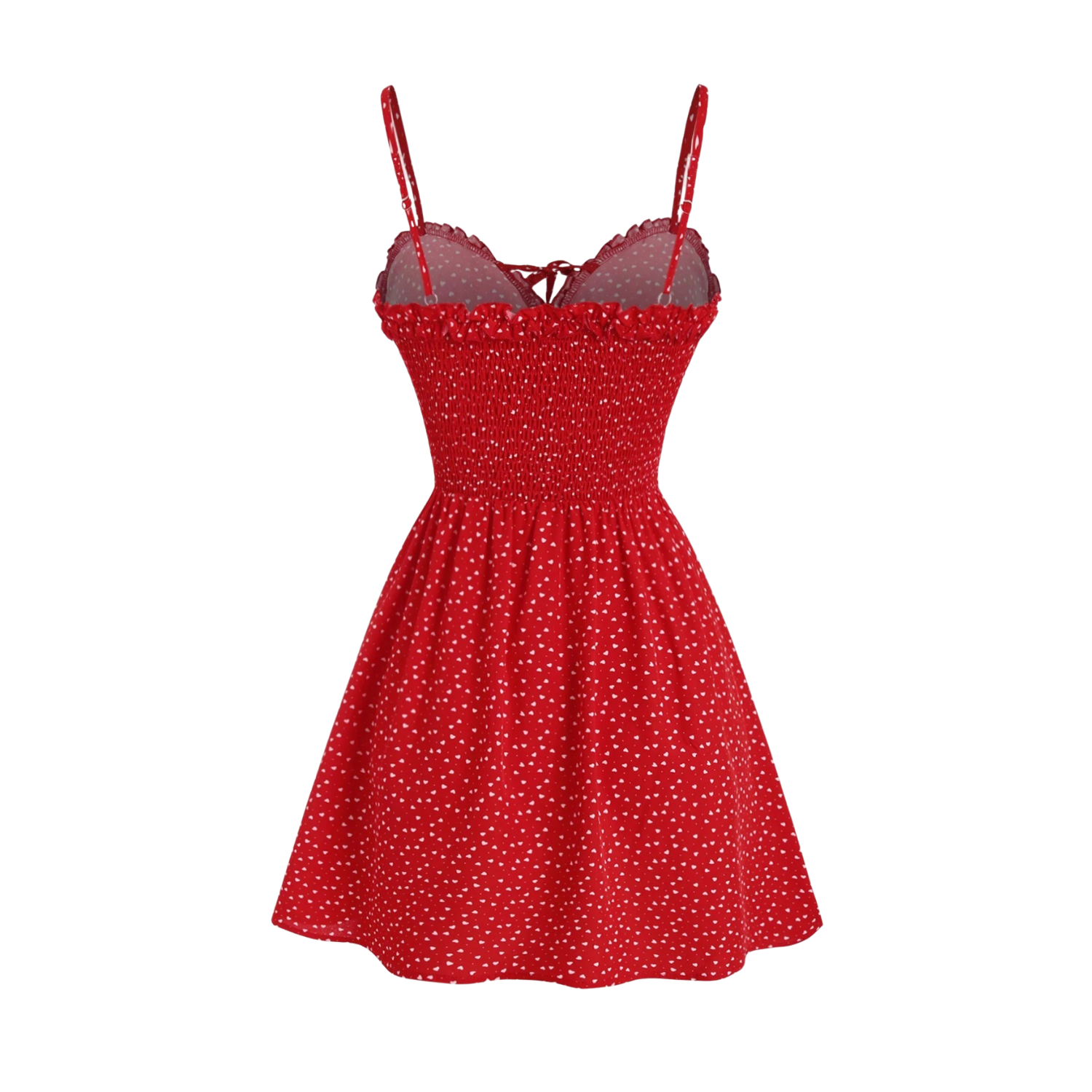 Vestido Corto Mujer Con Tirantes Estampado Lunares Volantes-1