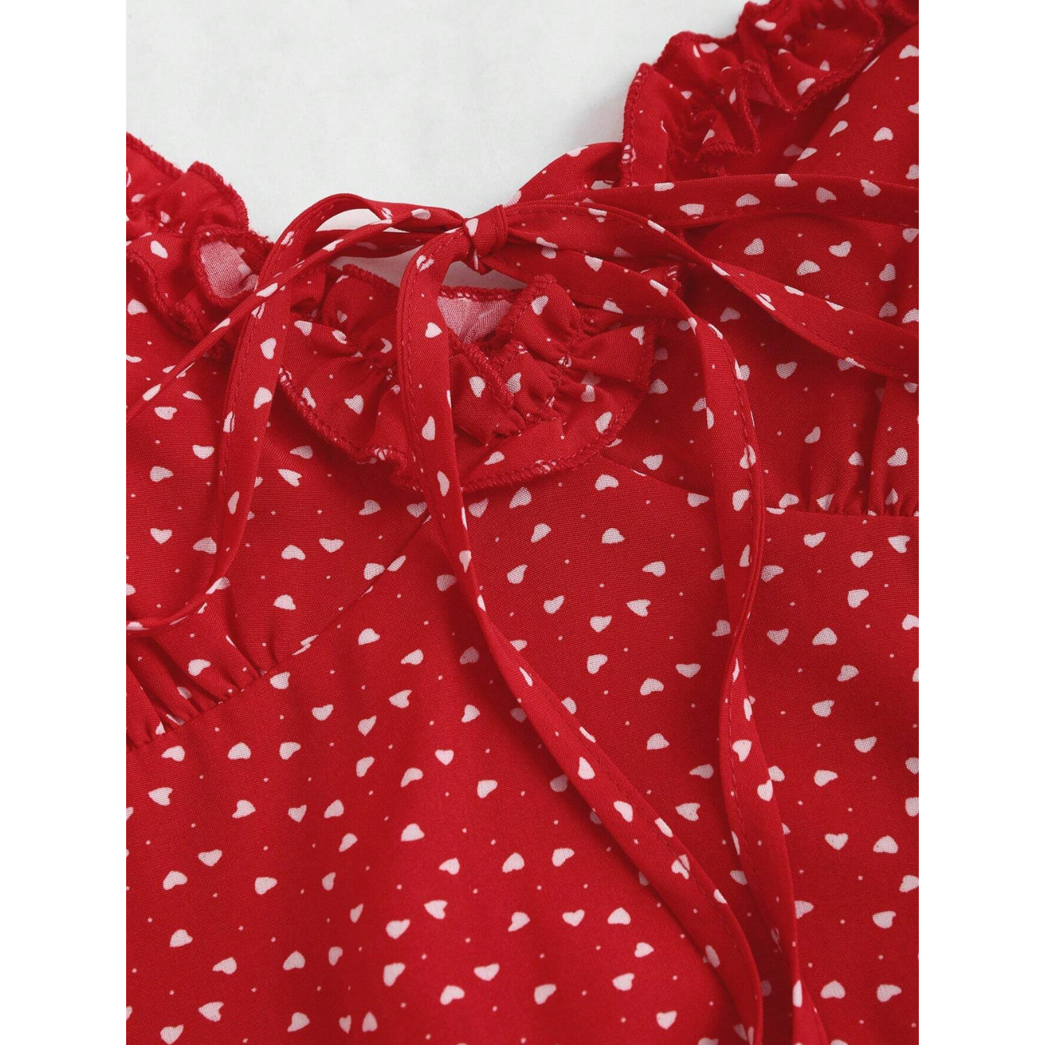 Vestido Corto Mujer Con Tirantes Estampado Lunares Volantes-3