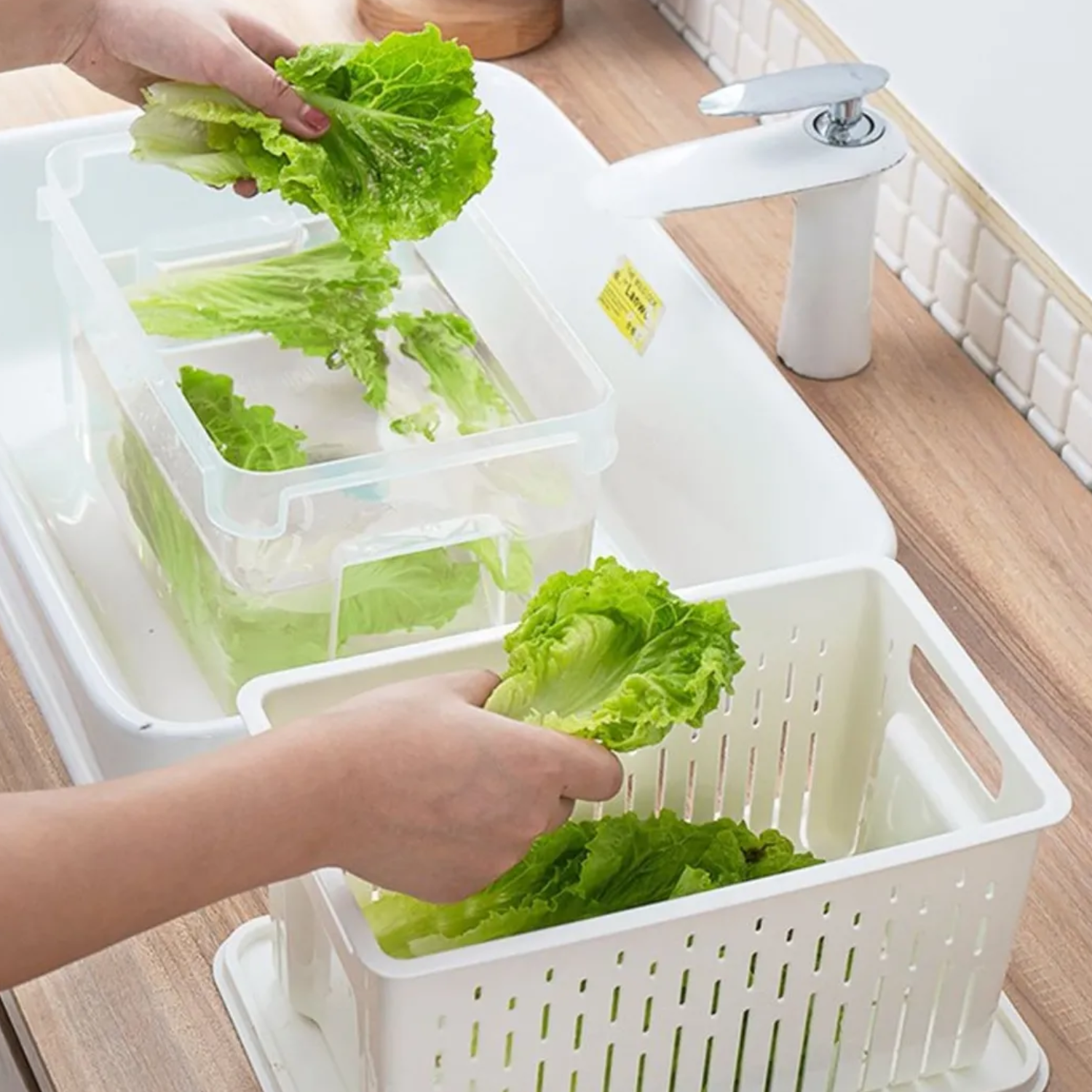 Organizador Refrigerador Con Escurridor Frutas Verduras Beige-1