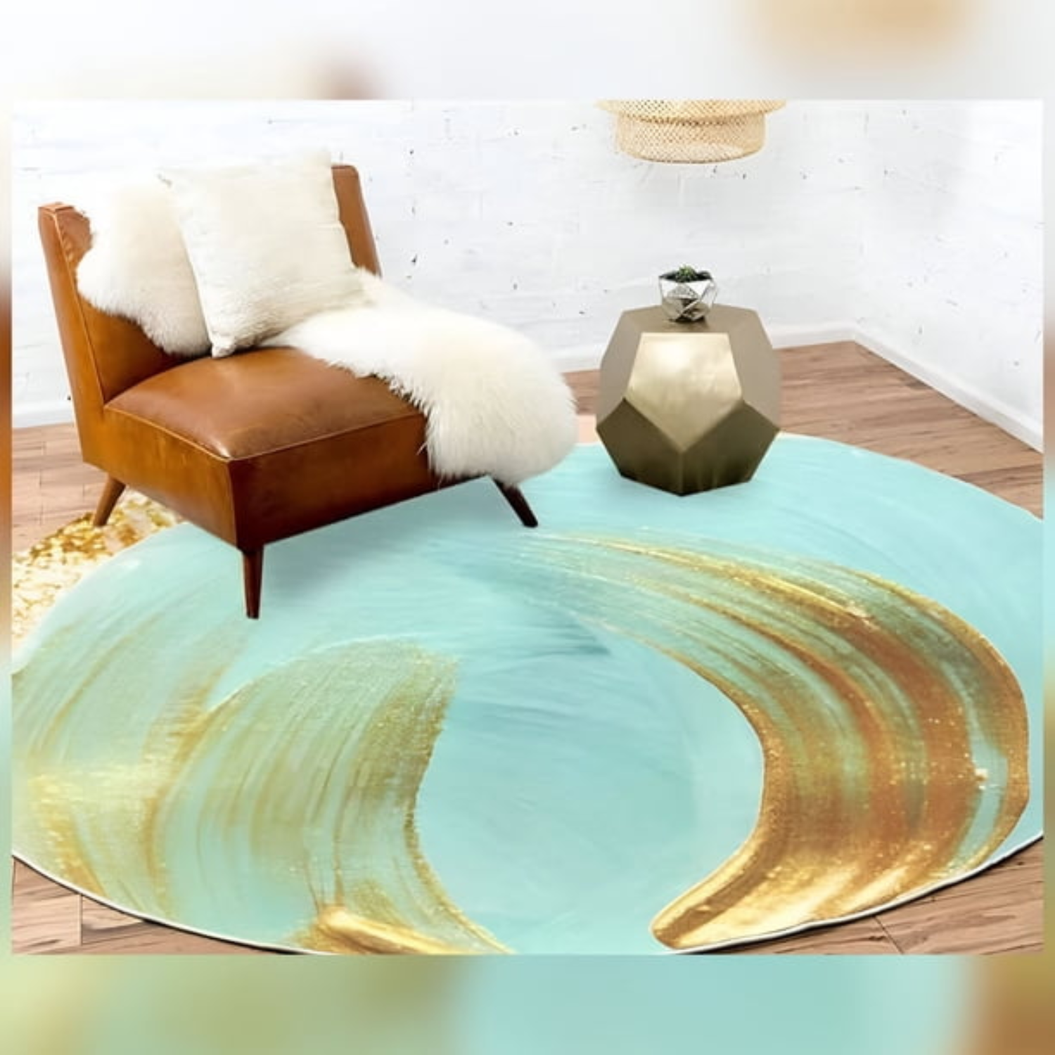 Alfombra Antideslizante Redonda 200 Cm Piso Hogar Decorativa D18-2