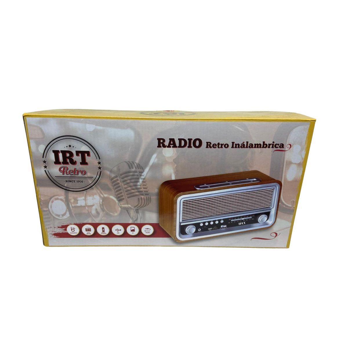 Radio Retro Portatil Bluetooth Soporte Celular IRT Marrón-0