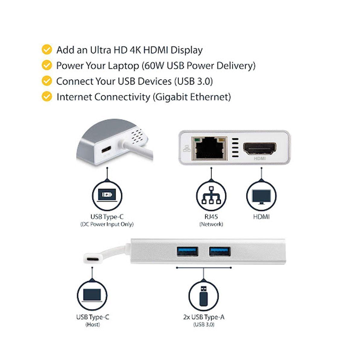 Adaptador Multipuerto Cargador USB-C Thunderbolt 3 HDMI 4K-1