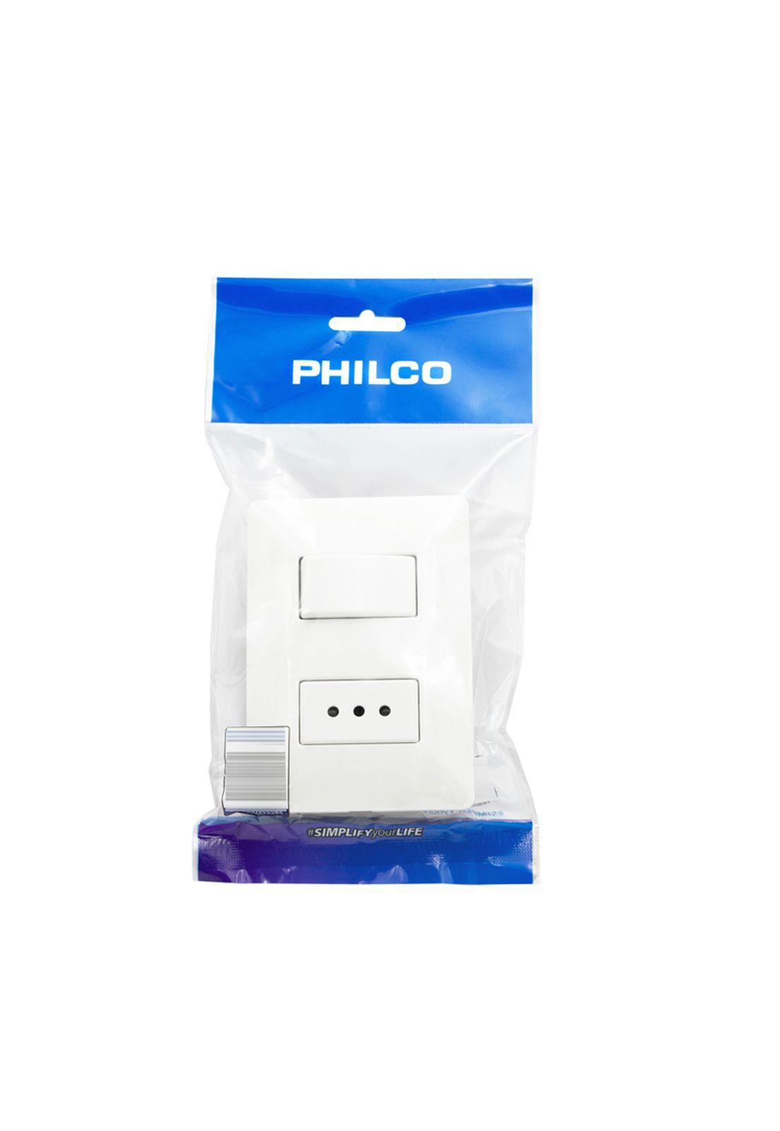Interruptor Pared Embutido Con Enchufe Philco-1