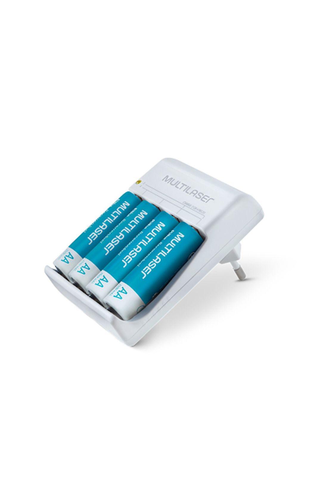 Cargador Pilas AA/AAA 4-Slot Multilaser + 4 pilas AA-1